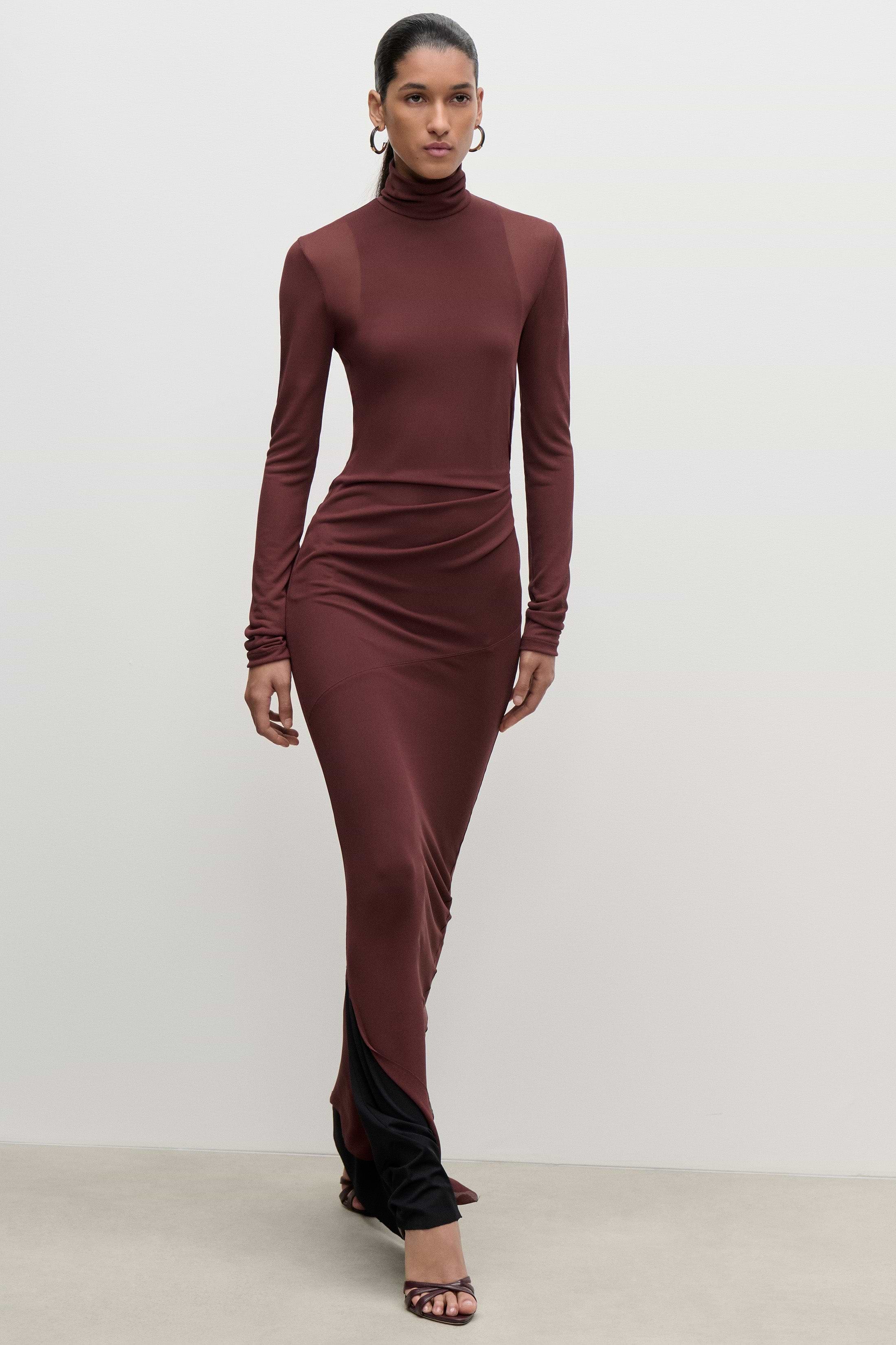 Layered Gown In Burgundy