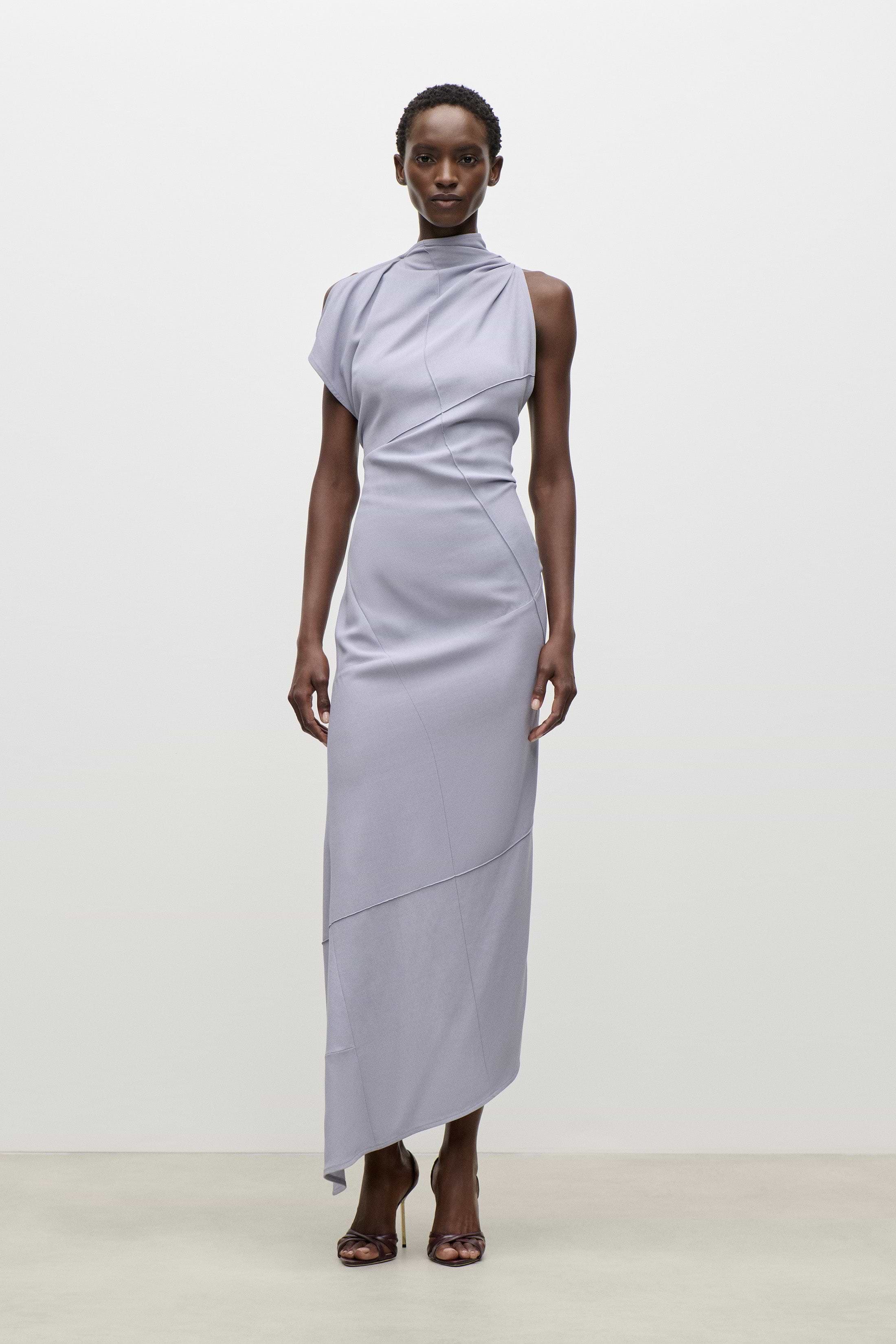 Sleeveless Crease Midi Dress In Lilac