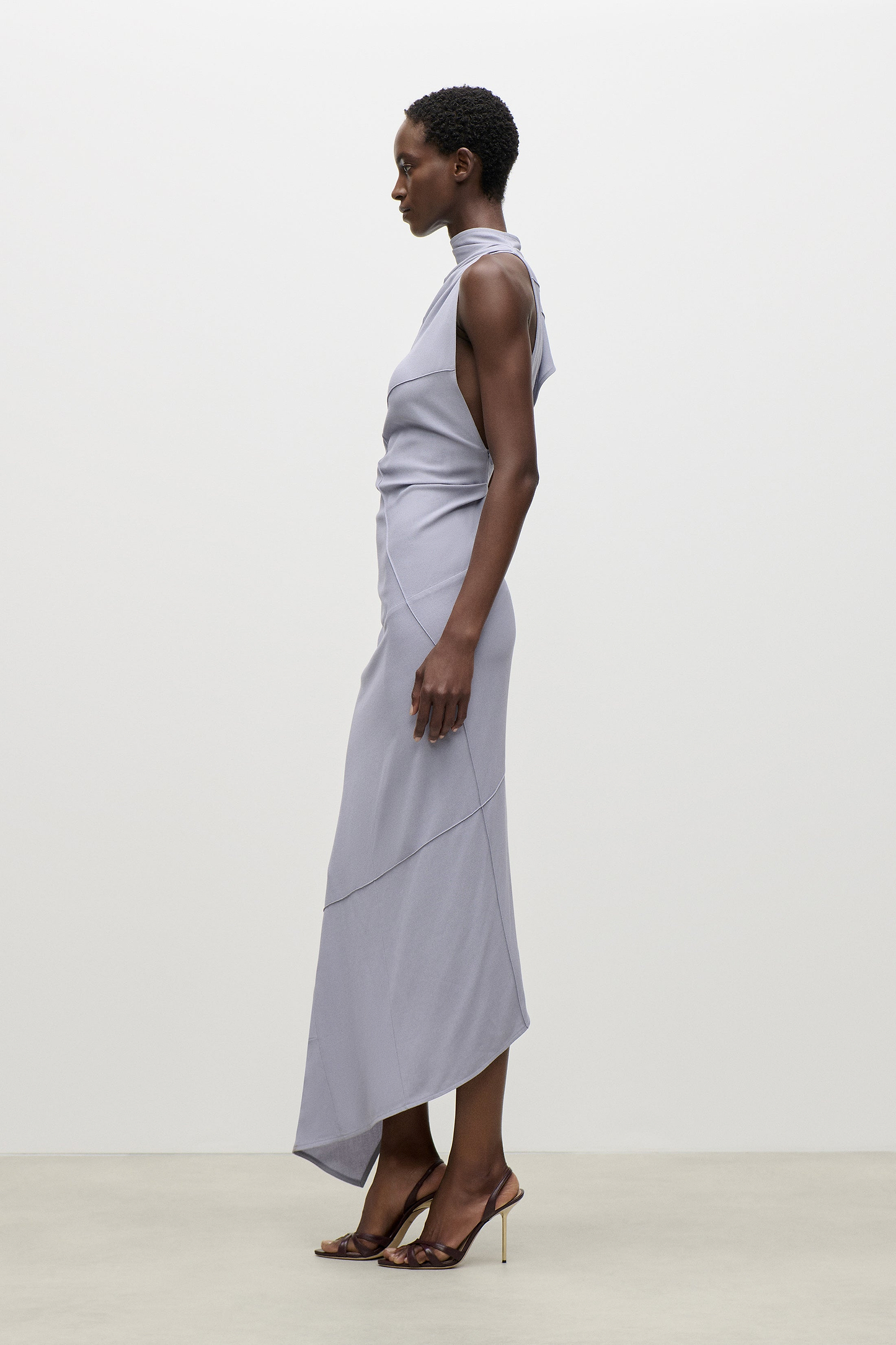 Sleeveless Crease Midi Dress In Lilac