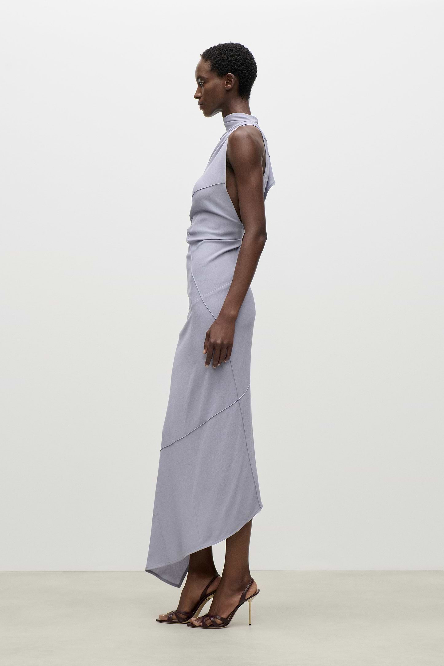 Sleeveless Crease Midi Dress In Lilac