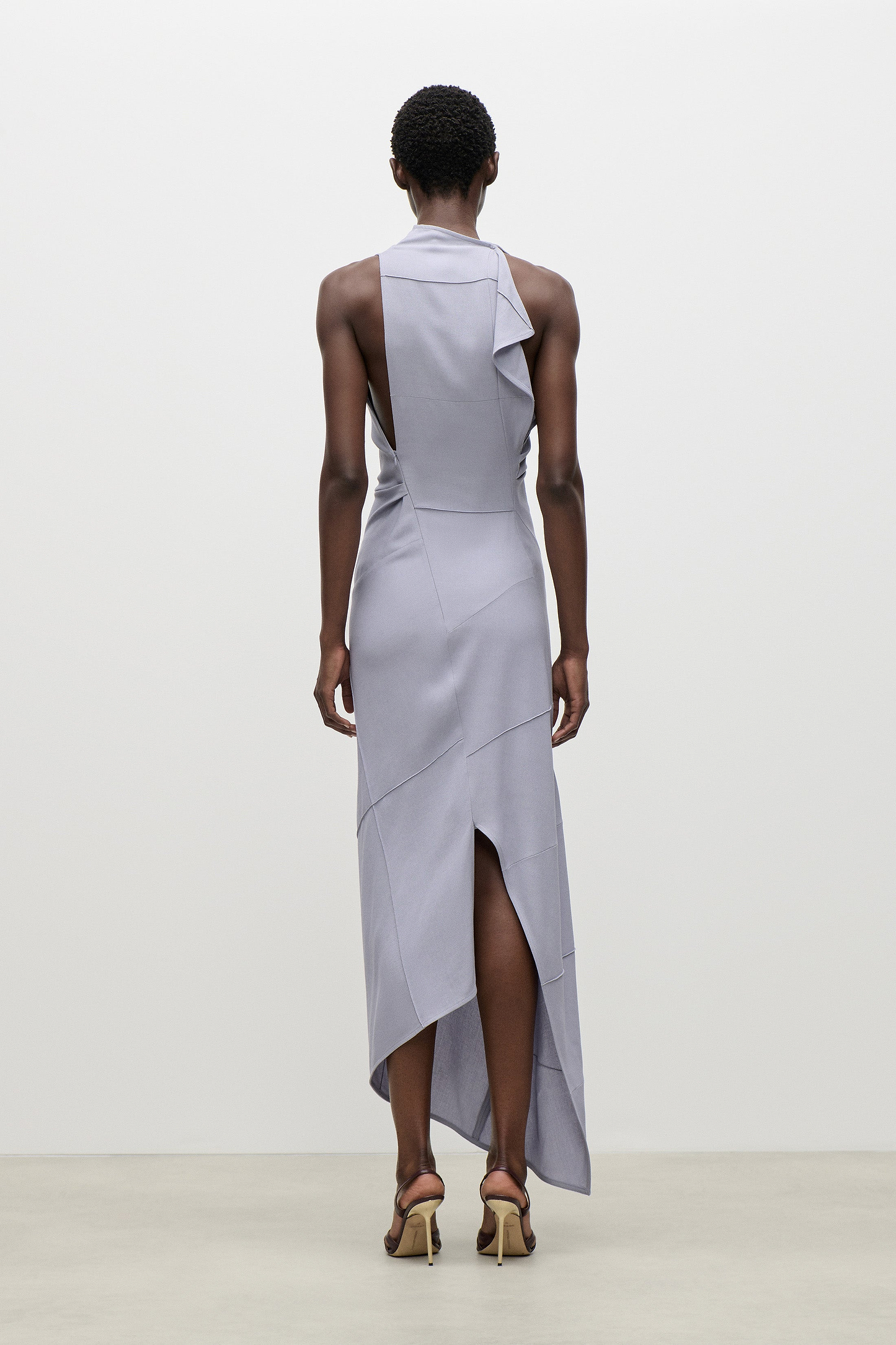 Sleeveless Crease Midi Dress In Lilac