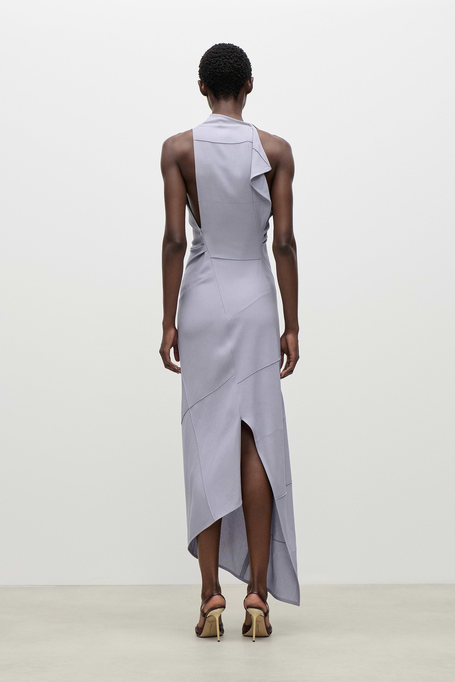 Sleeveless Crease Midi Dress In Lilac