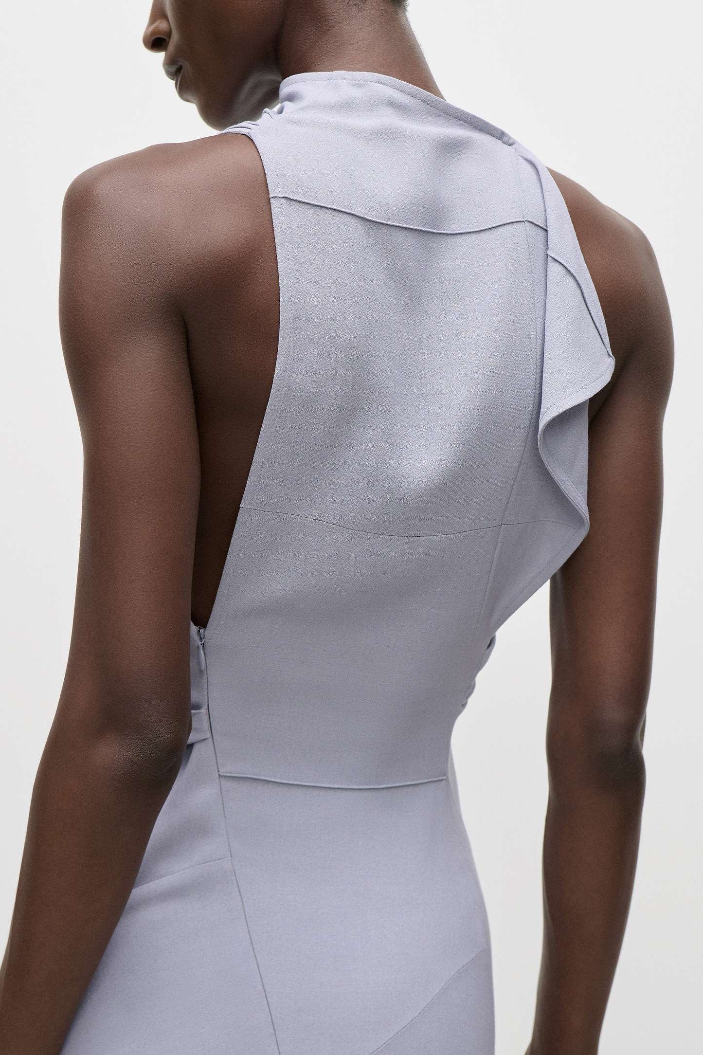 Sleeveless Crease Midi Dress In Lilac
