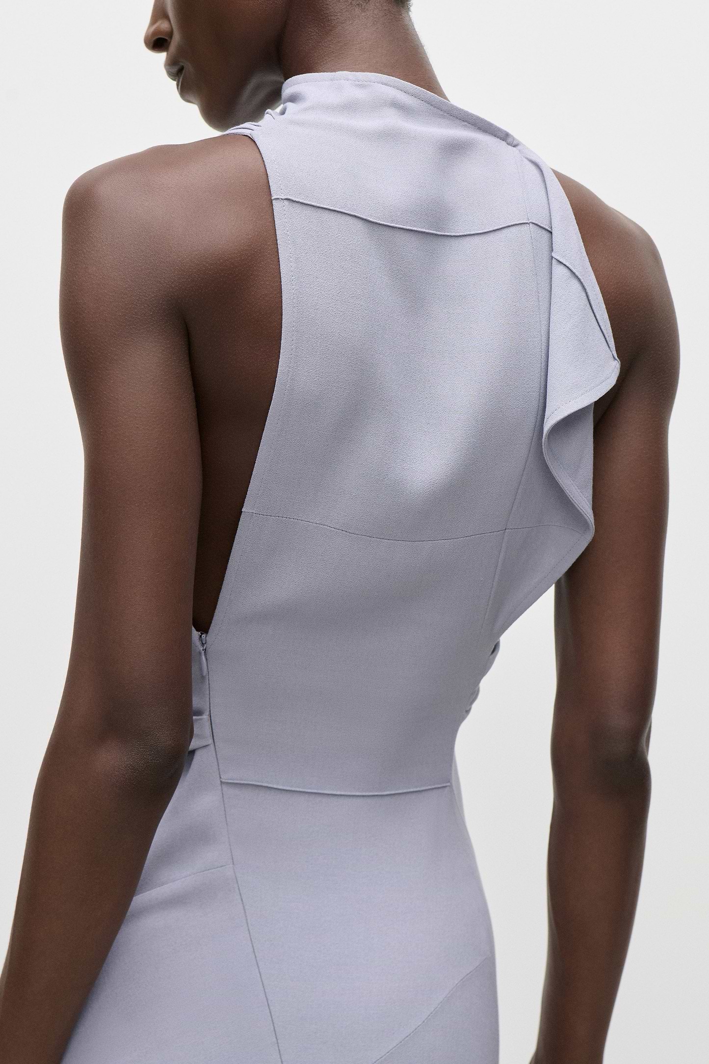 Sleeveless Crease Midi Dress In Lilac