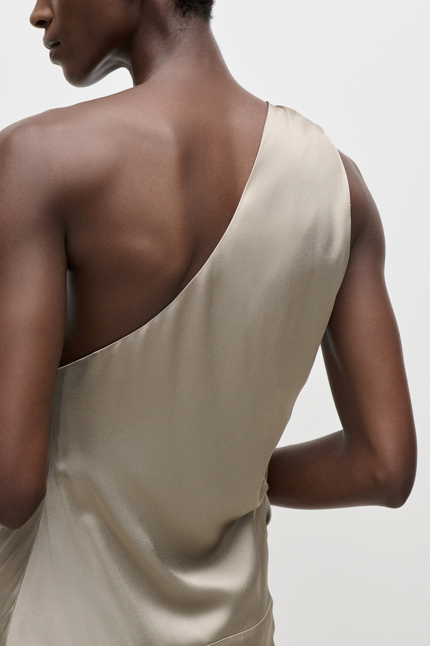 Asymmetric Midi Dress In Light Grey