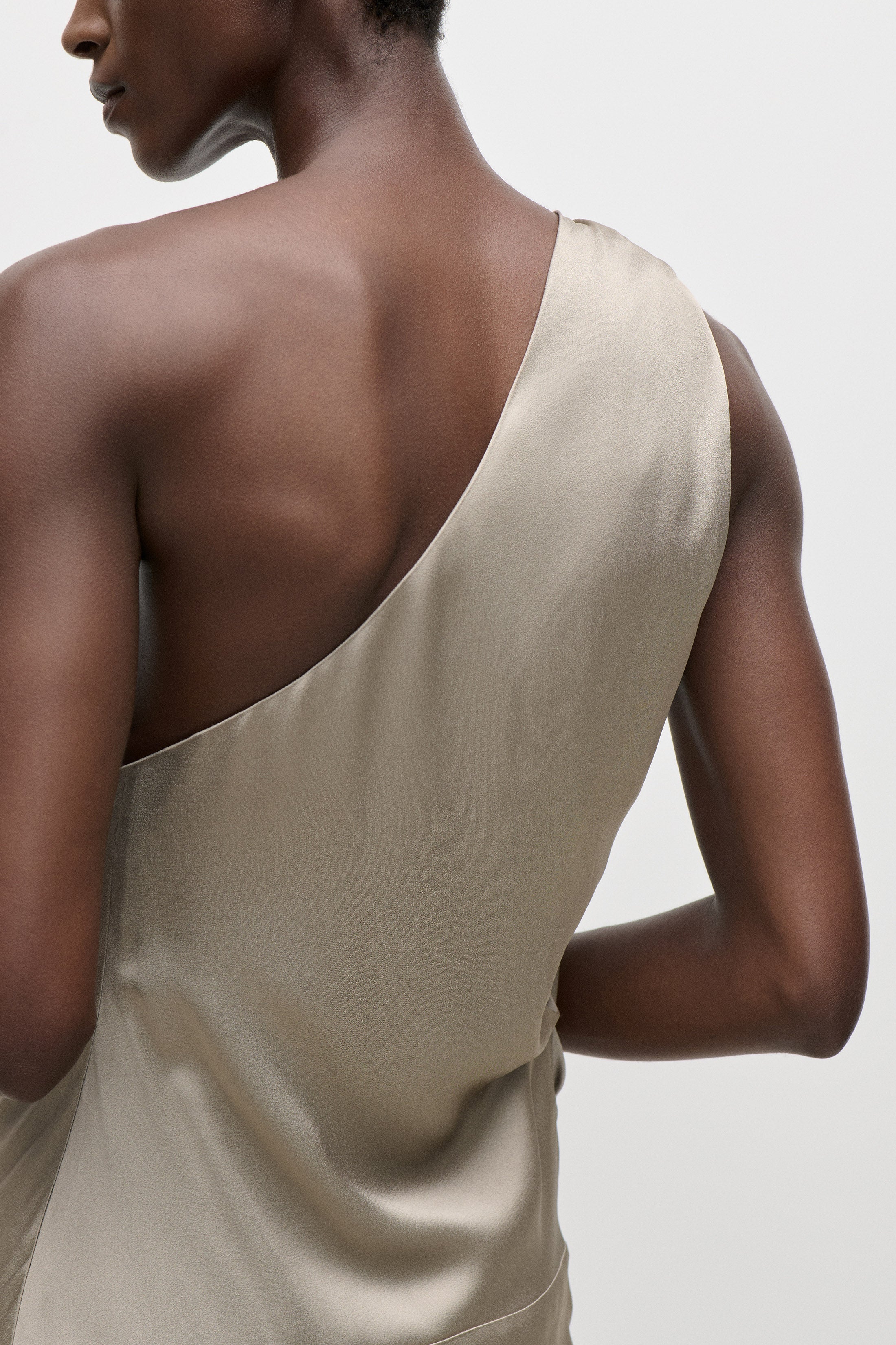 Asymmetric Midi Dress In Light Grey