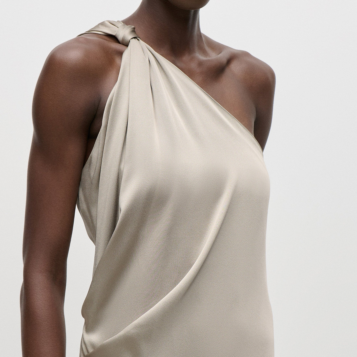 Asymmetric Midi Dress In Light Grey