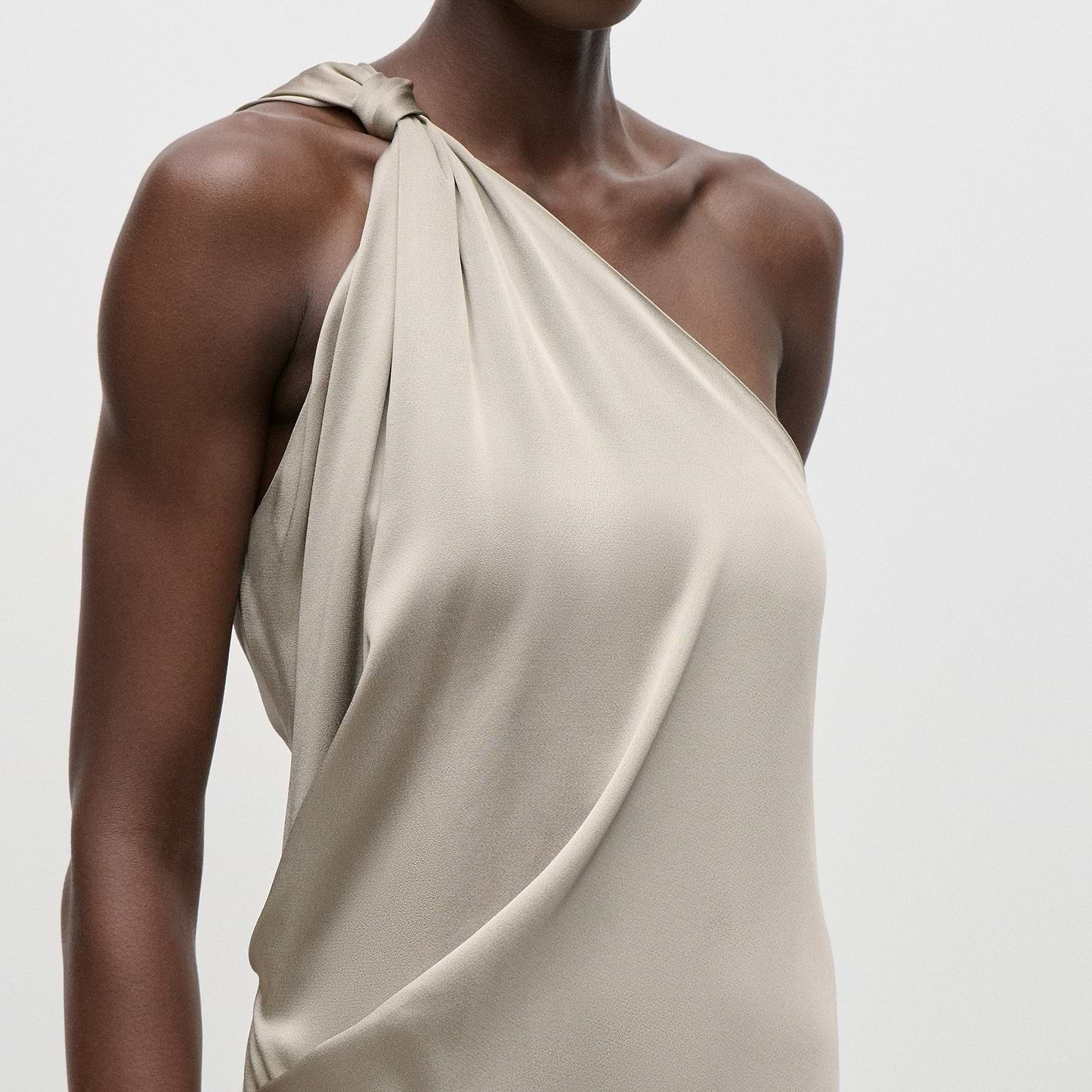 Asymmetric Midi Dress In Light Grey