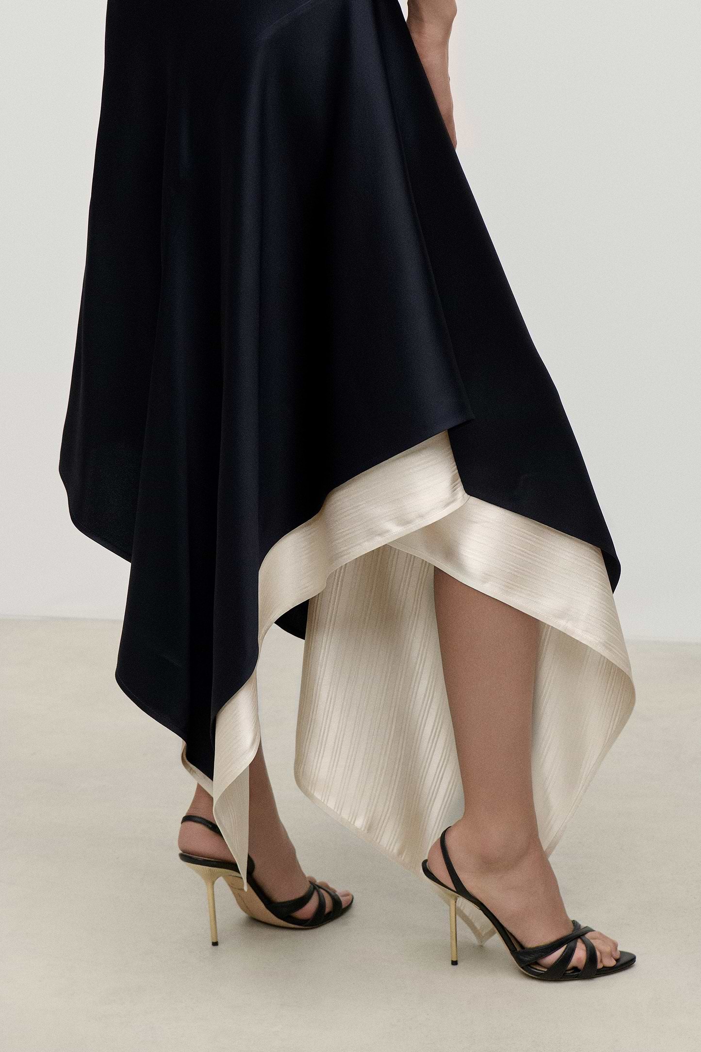 Asymmetric Draped Cami Dress In Dark Navy