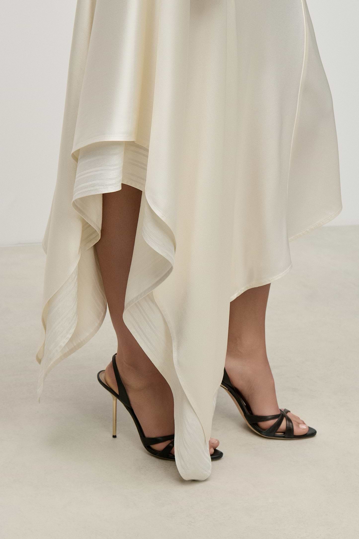Asymmetric Draped Cami Dress In Ivory