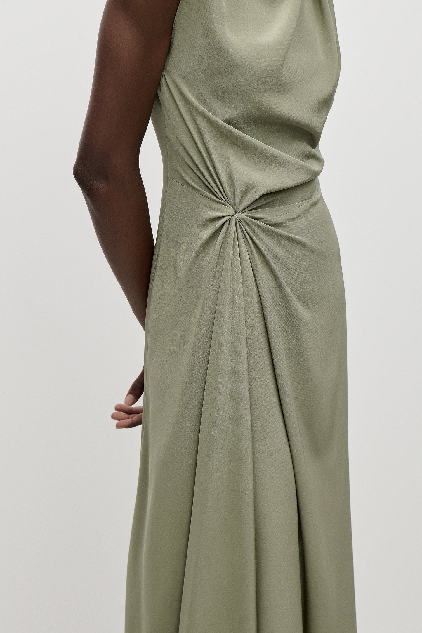 Sleeveless Draped Midi Dress In Green