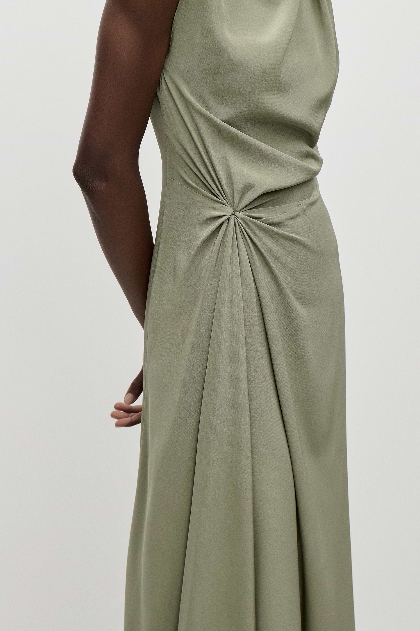 Sleeveless Draped Midi Dress In Green