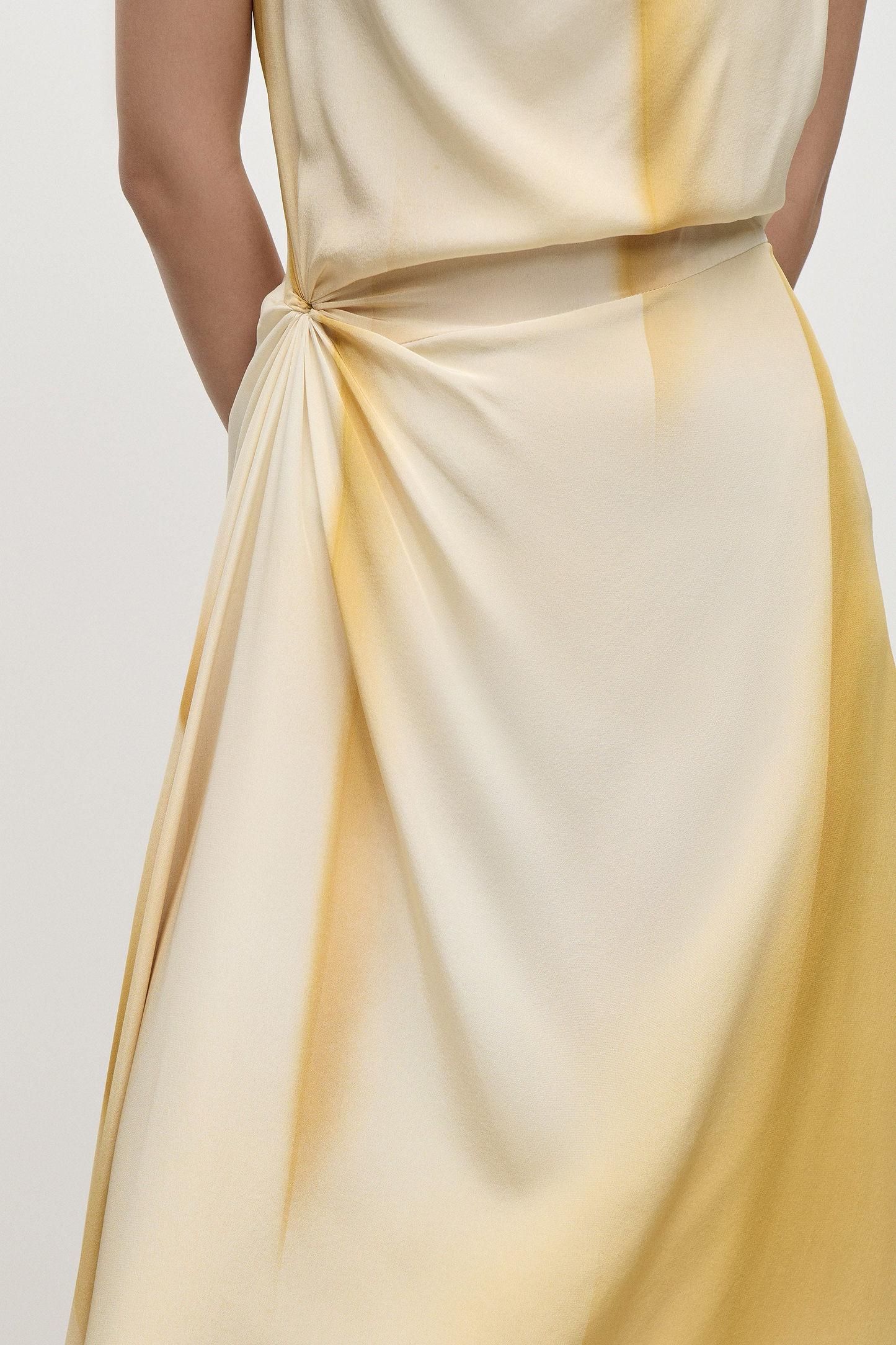 Sleeveless Draped Midi Dress In Yellow