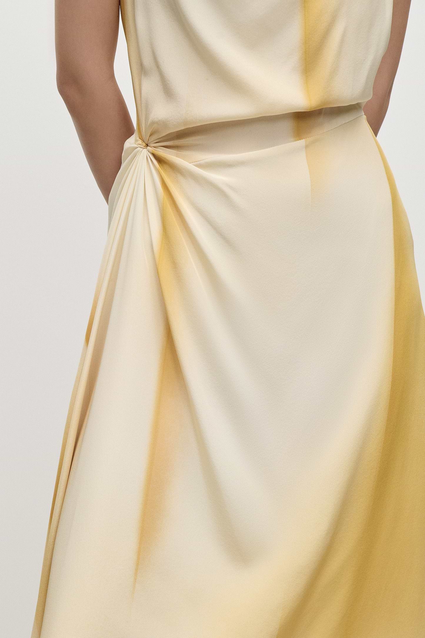 Sleeveless Draped Midi Dress In Yellow