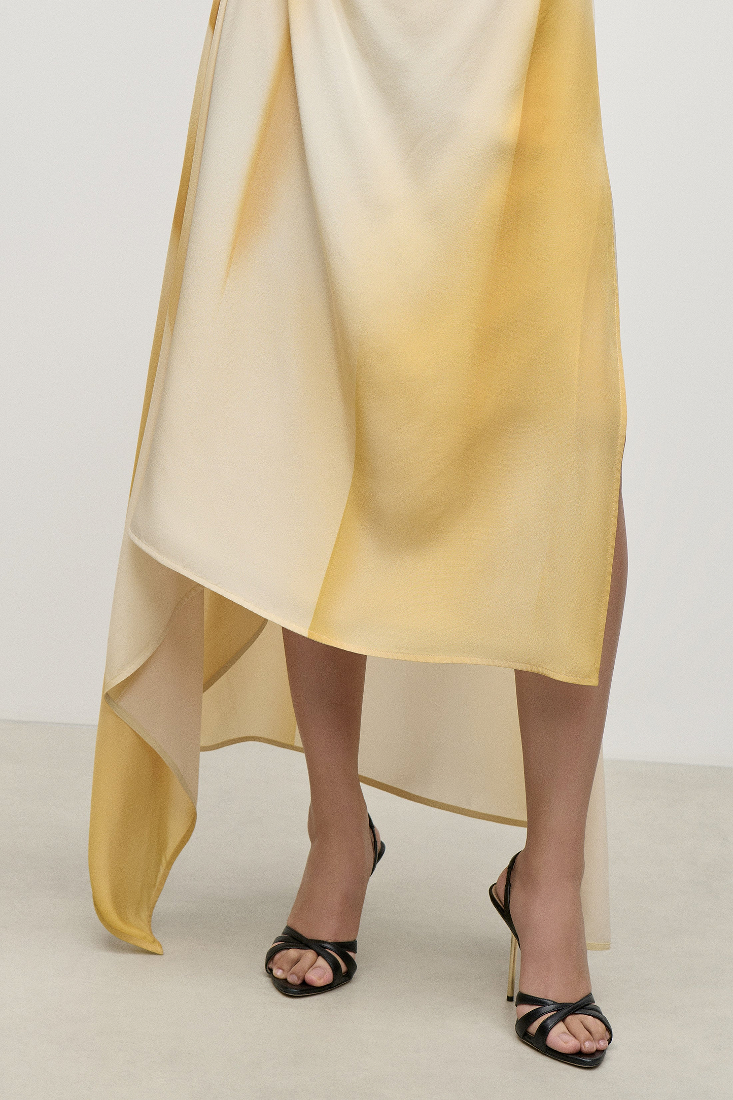 Sleeveless Draped Midi Dress In Yellow