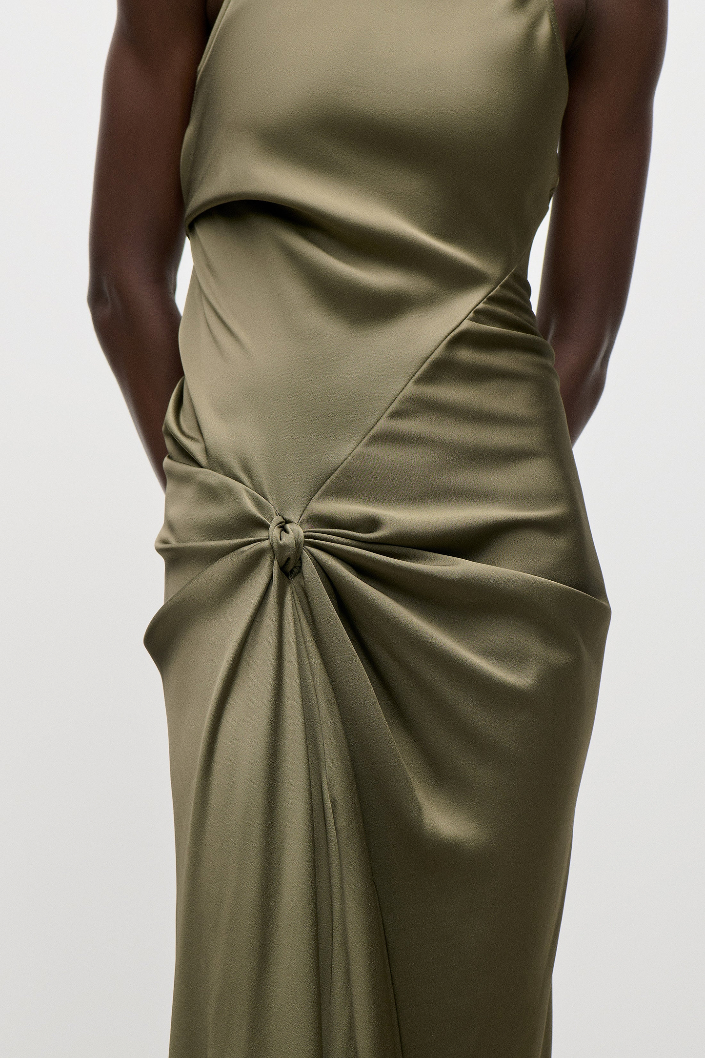 Sleeveless Twist Gown In Green