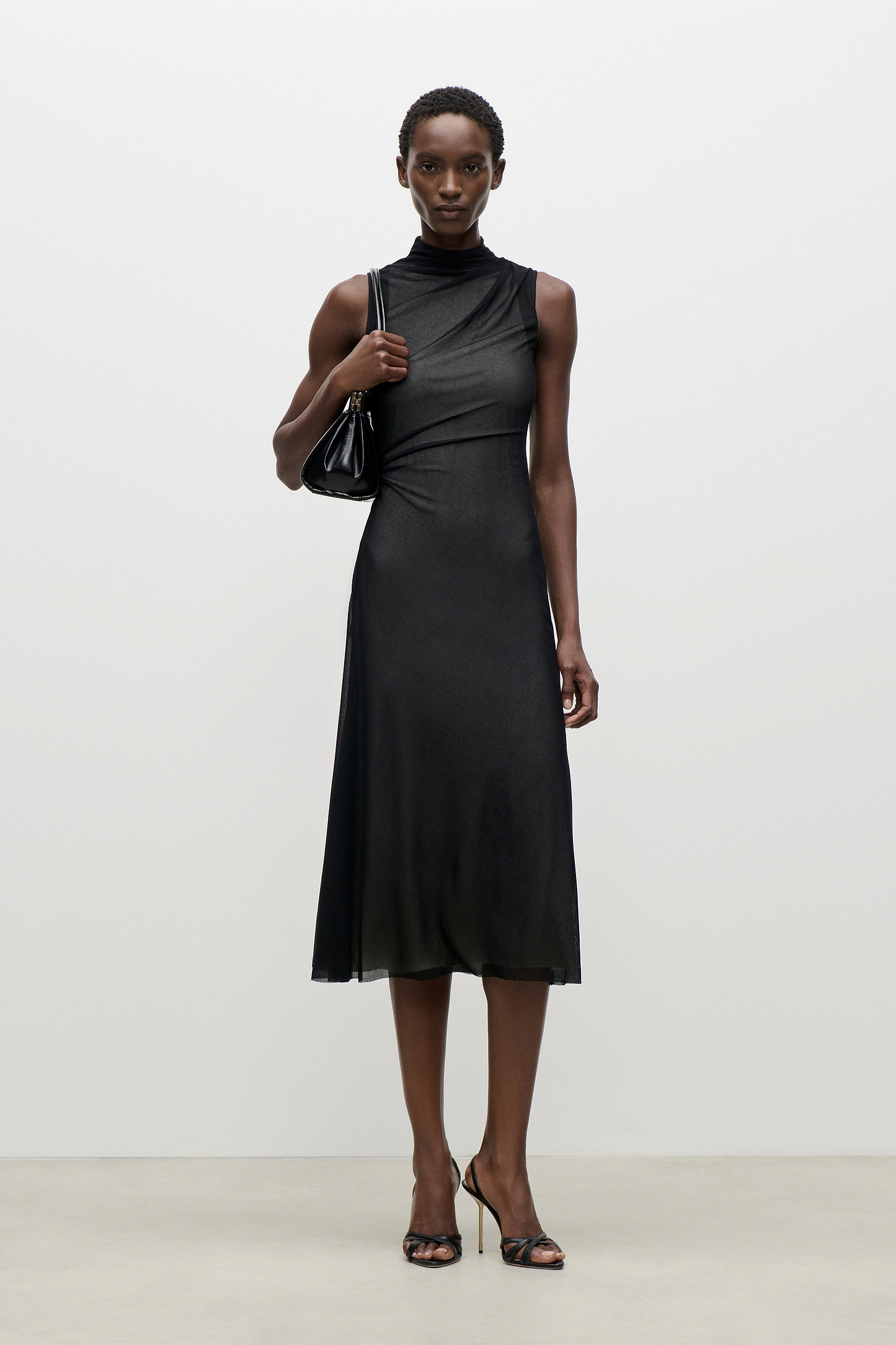 Layered Midi Dress In Black