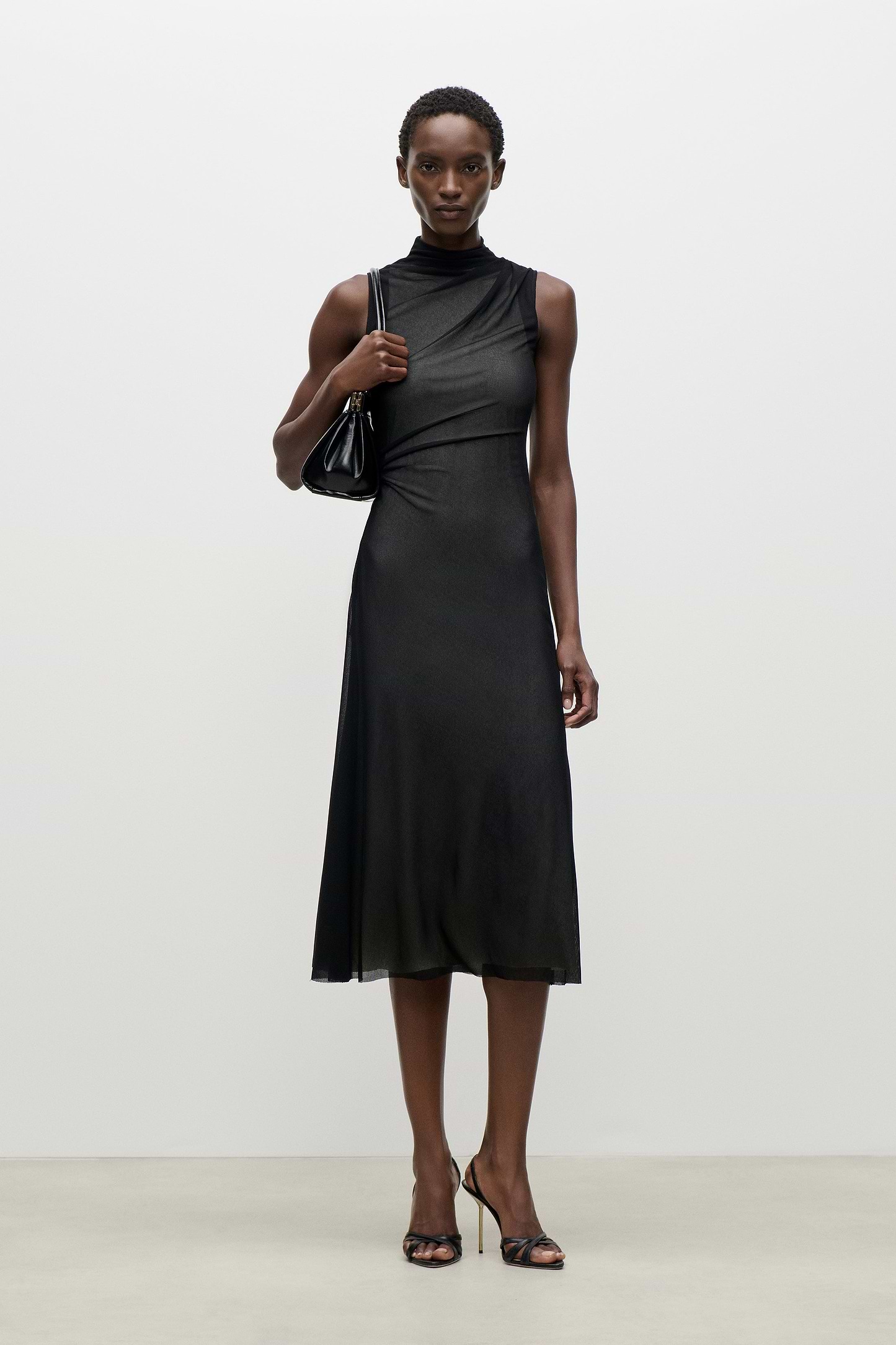 Layered Midi Dress In Black