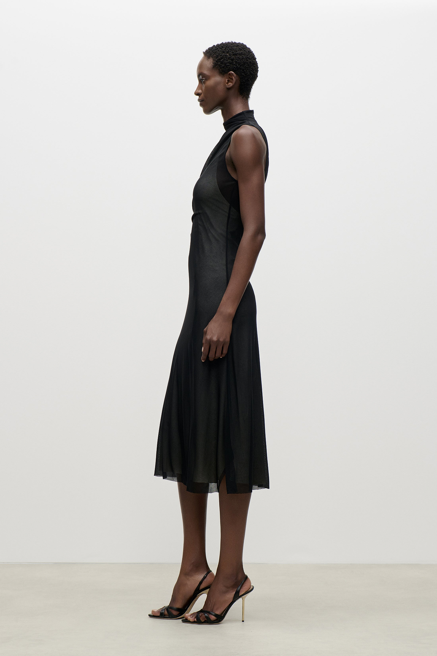 Layered Midi Dress In Black