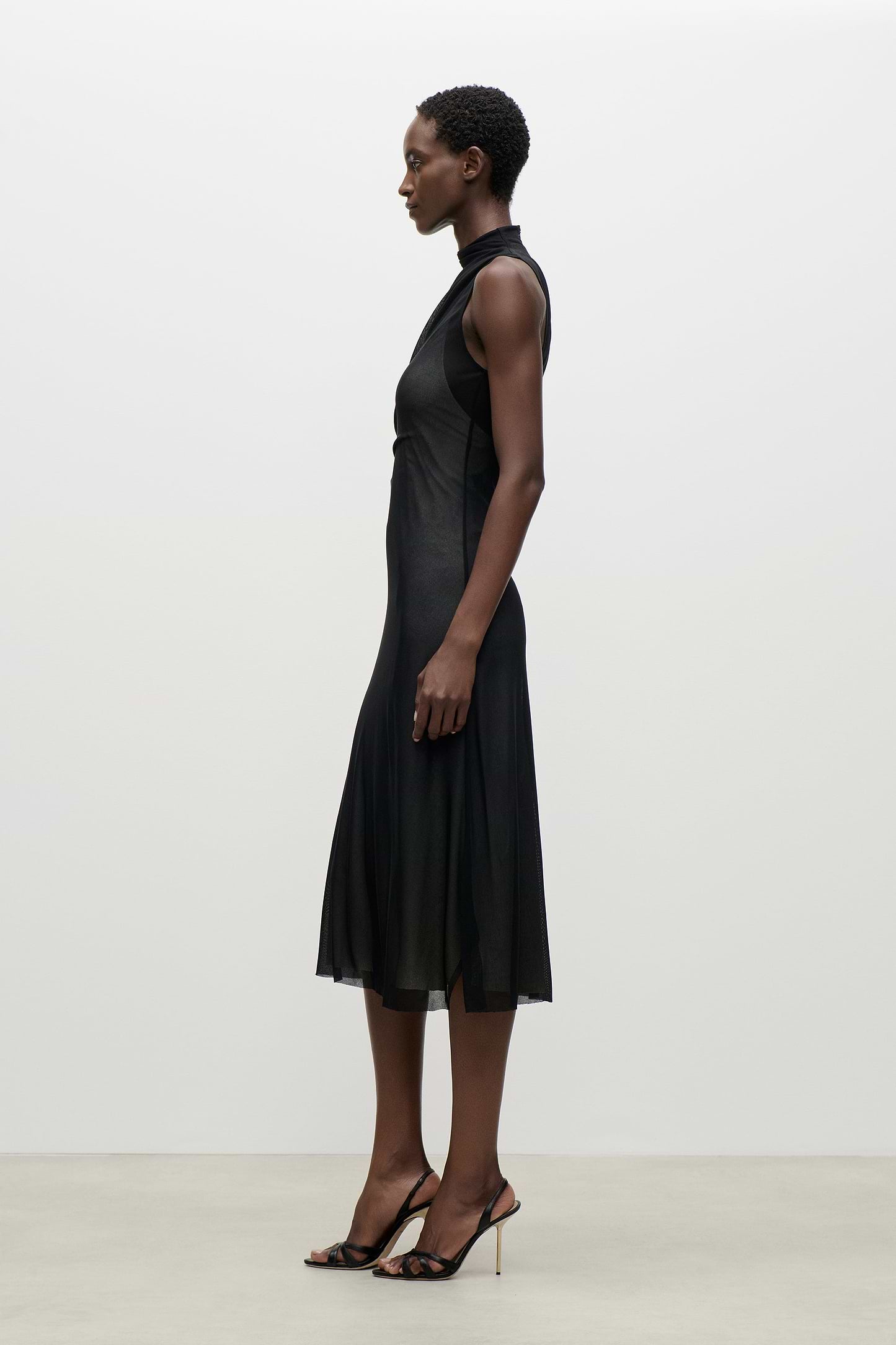 Layered Midi Dress In Black