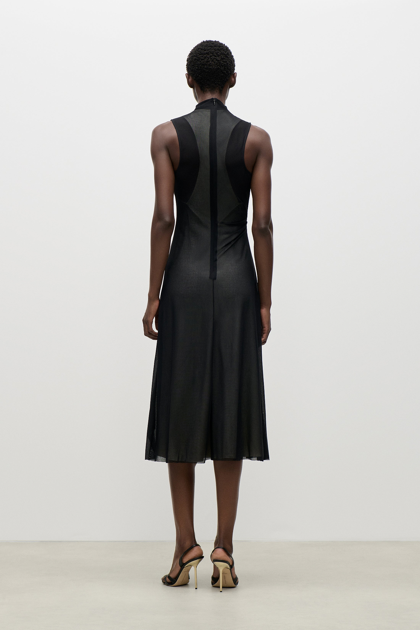Layered Midi Dress In Black