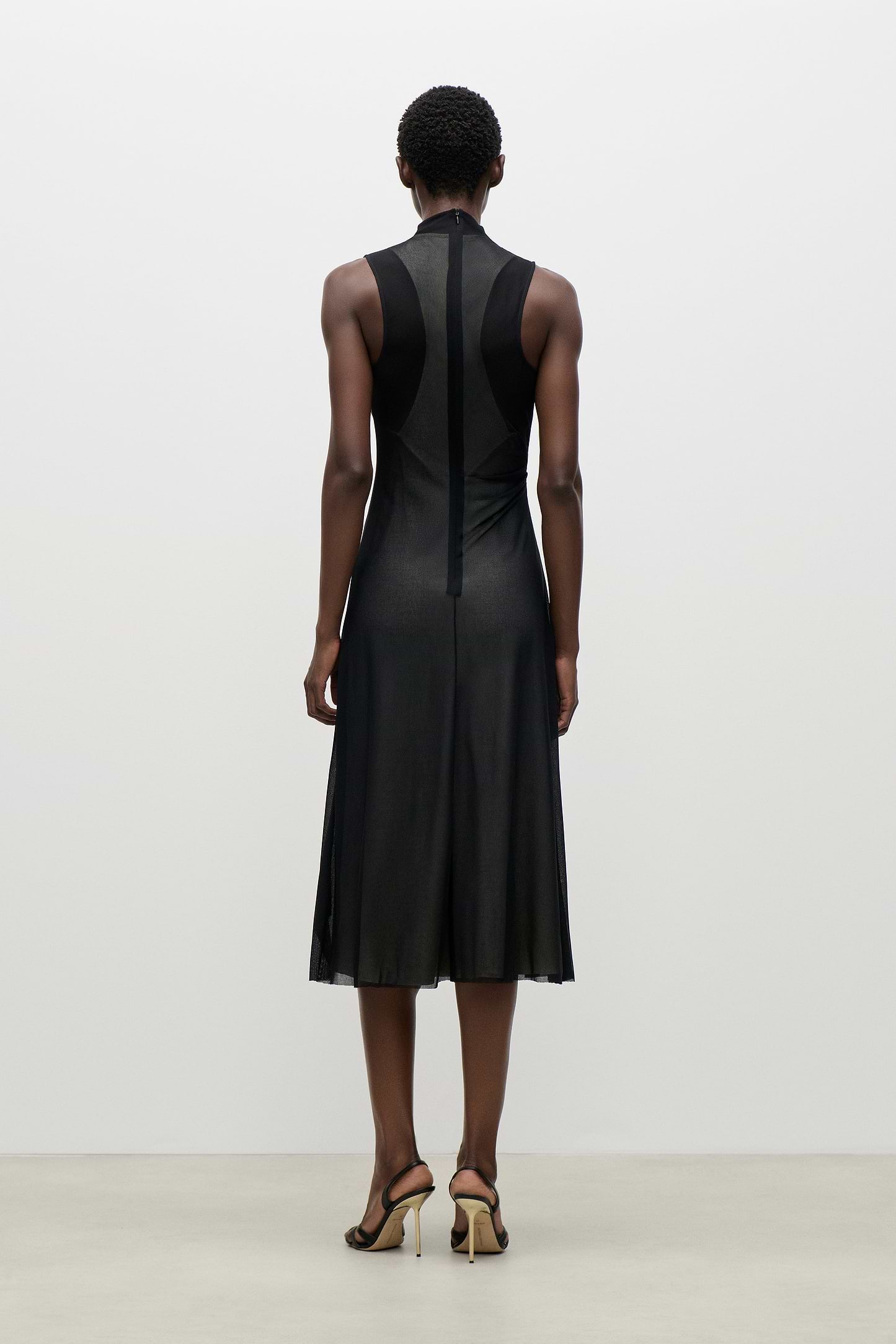 Layered Midi Dress In Black
