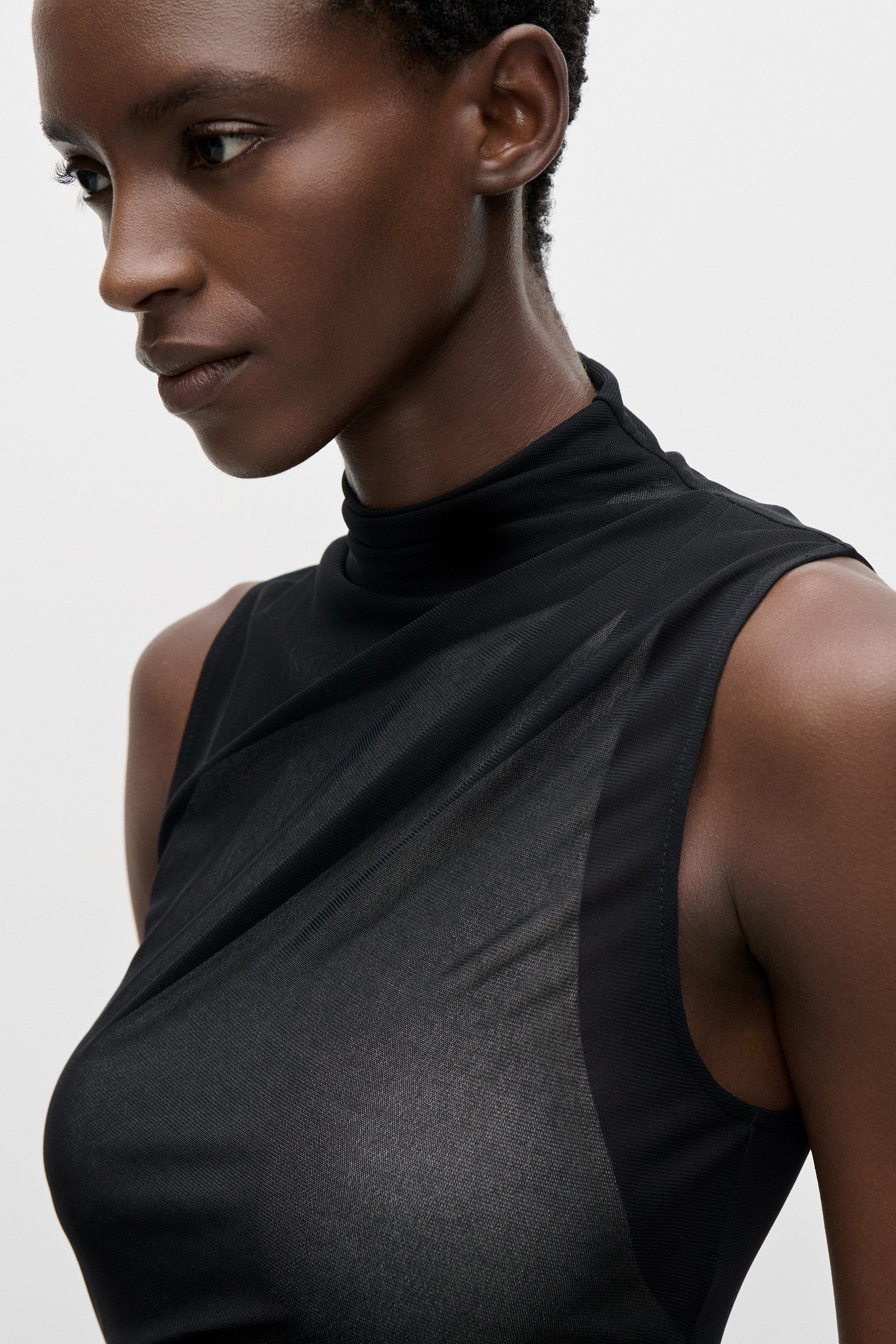 Layered Midi Dress In Black