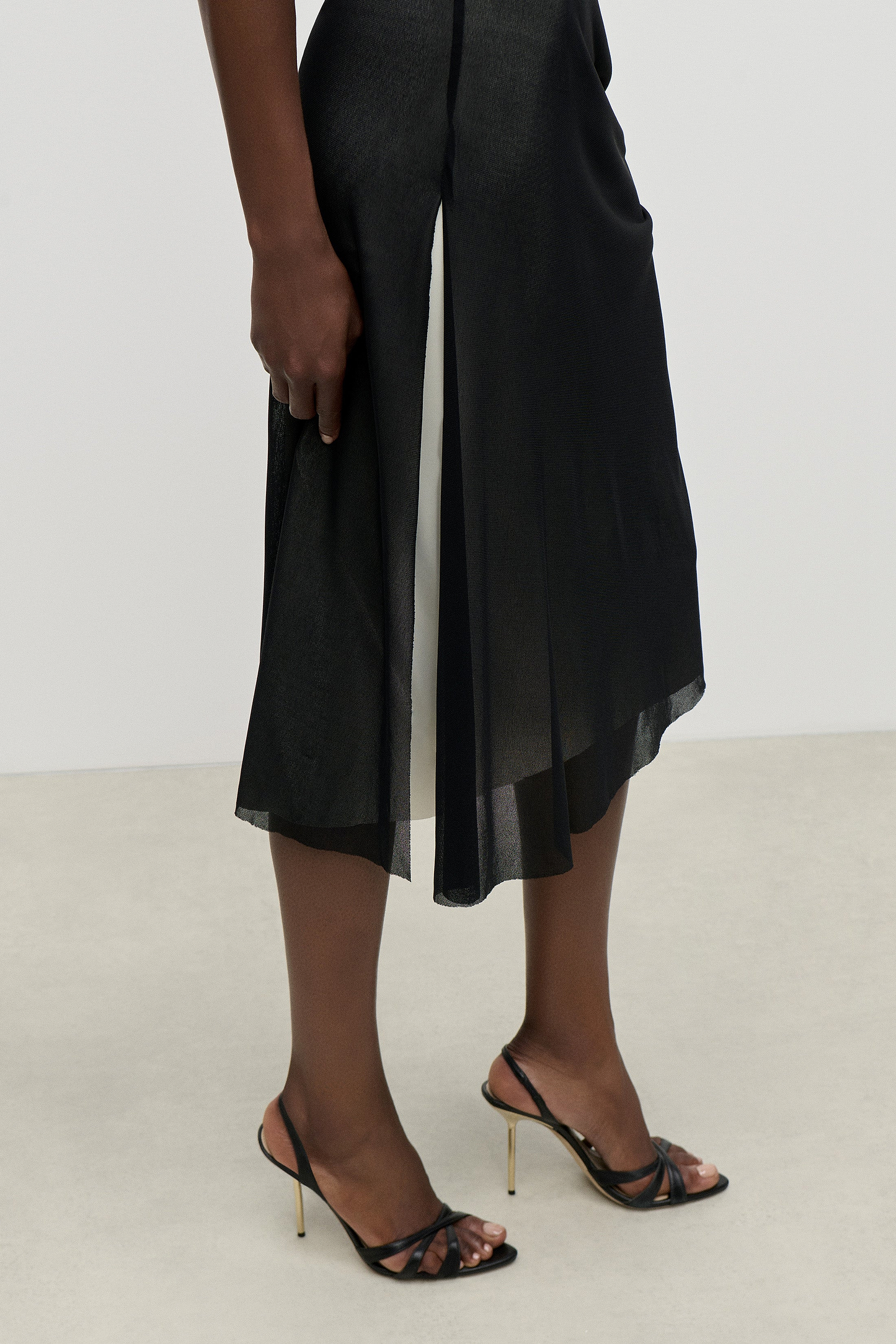Layered Midi Dress In Black