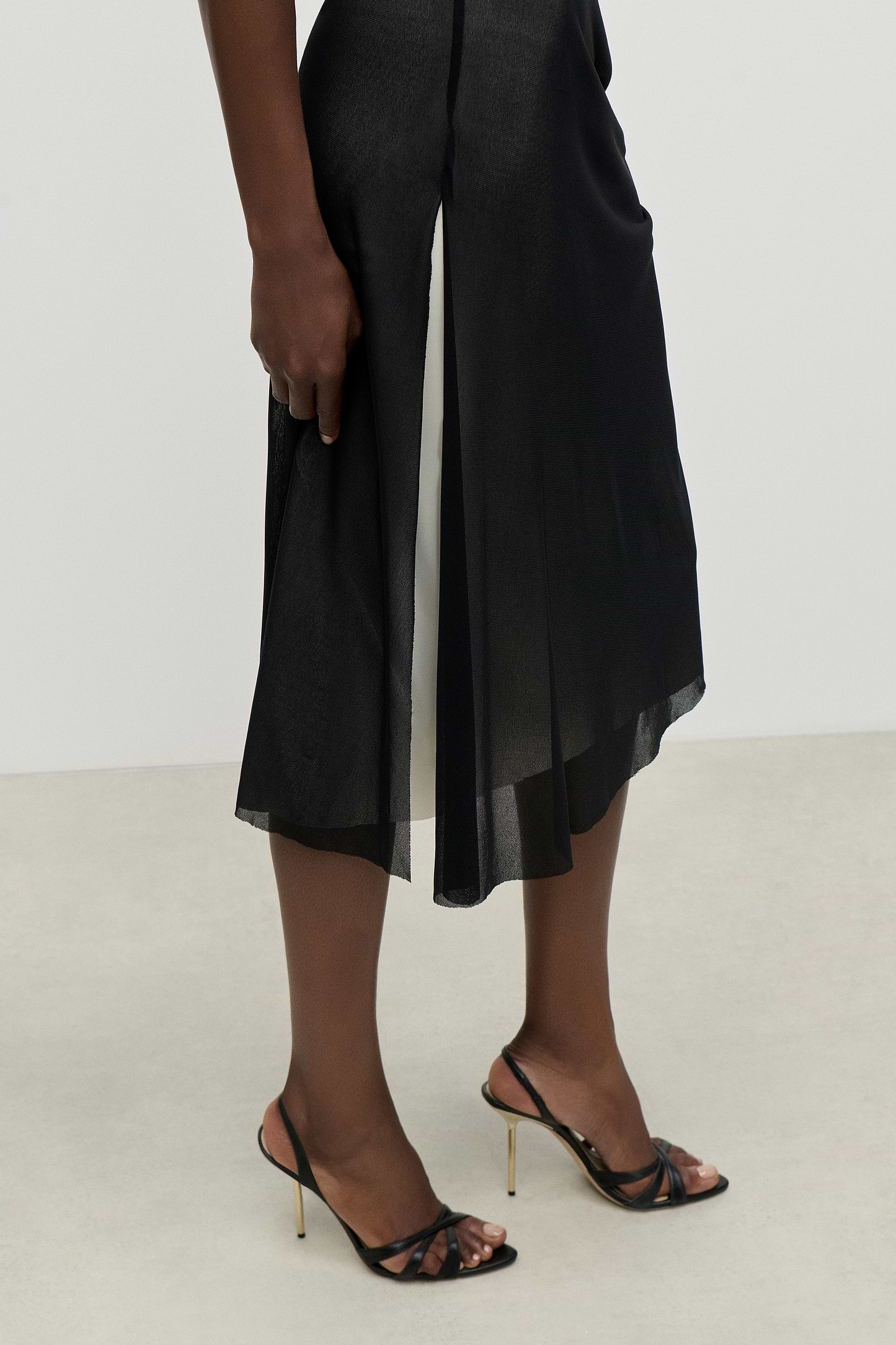 Layered Midi Dress In Black