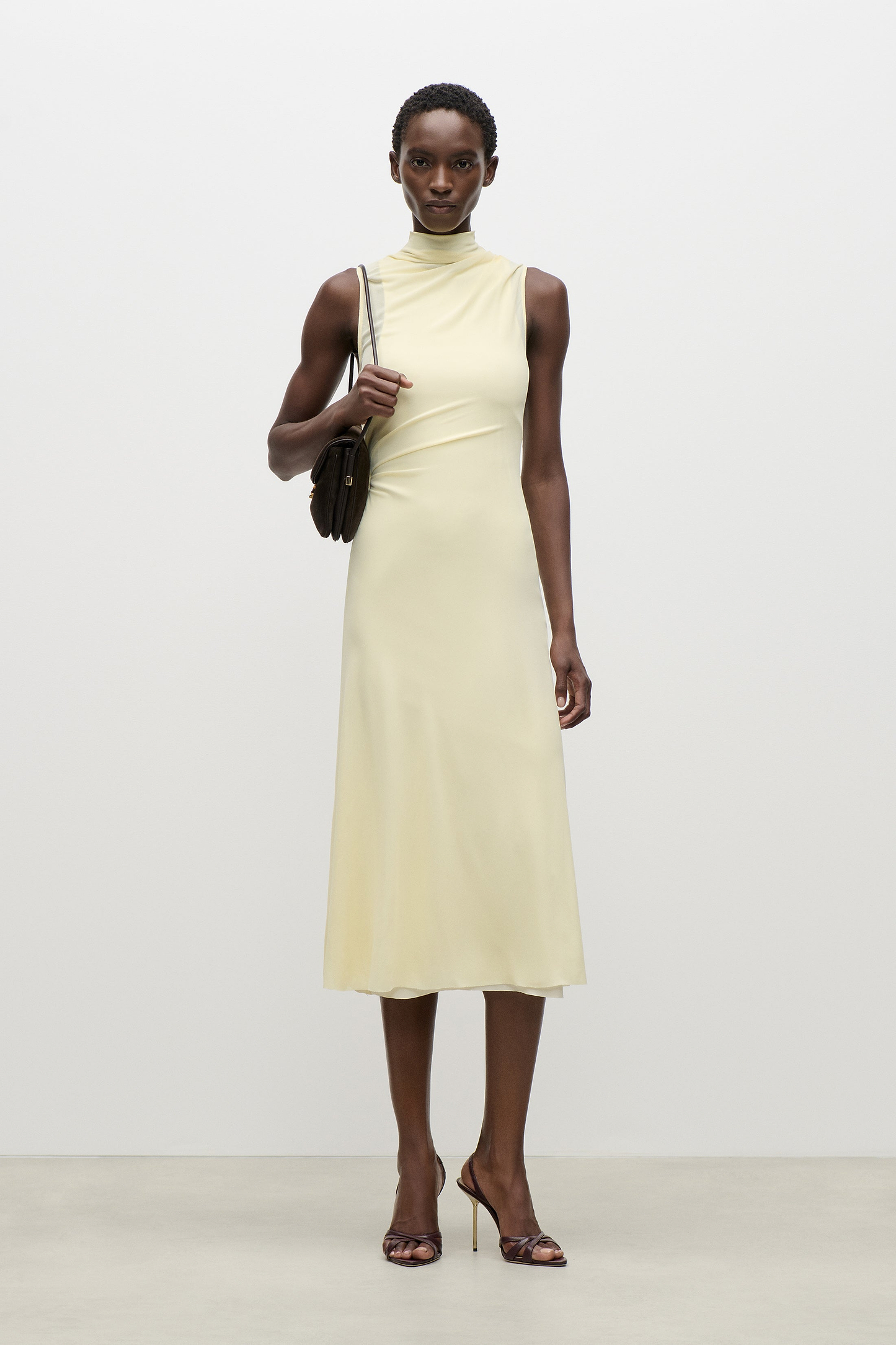 Layered Midi Dress In Light Yellow