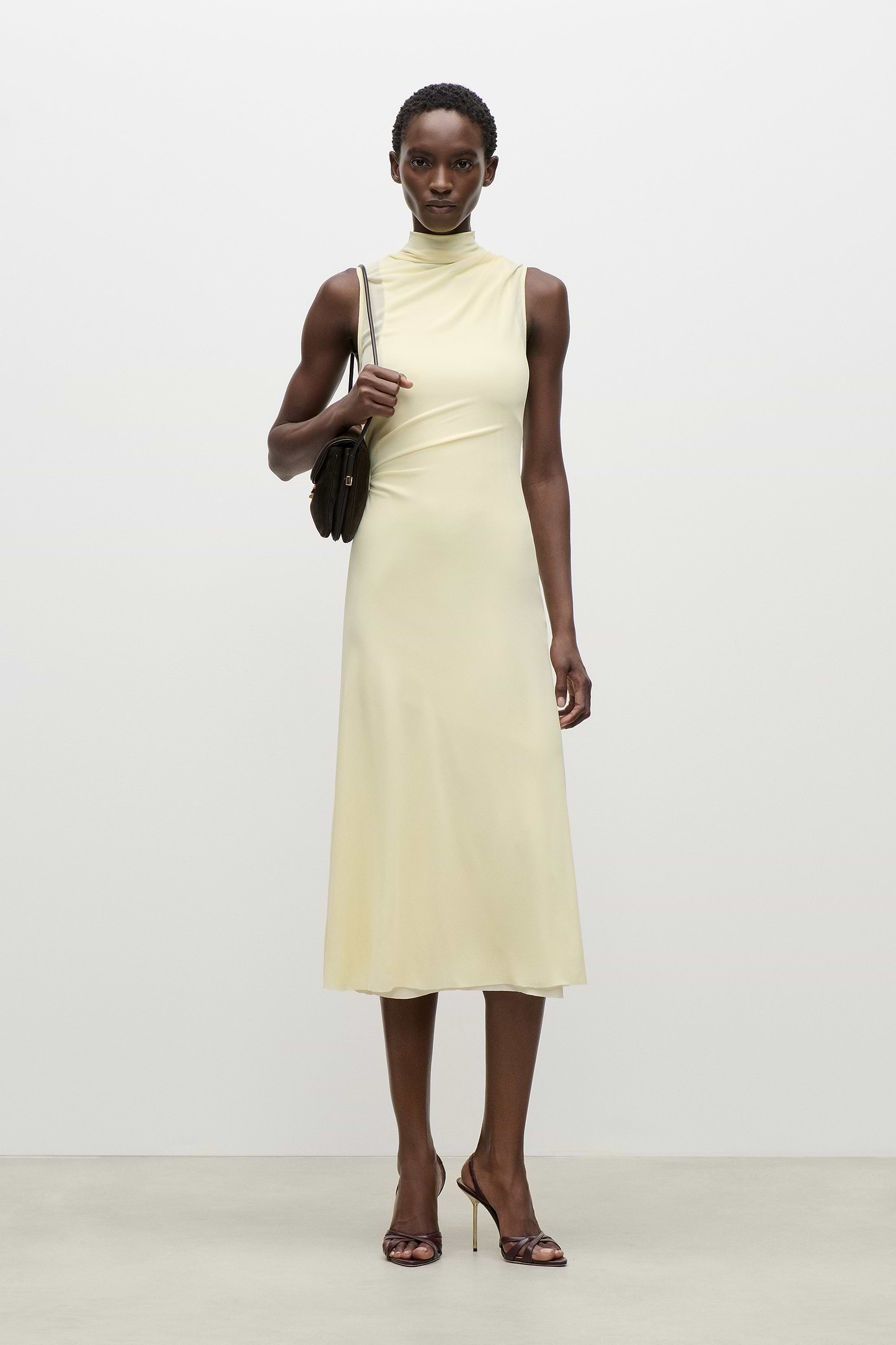 Layered Midi Dress In Light Yellow