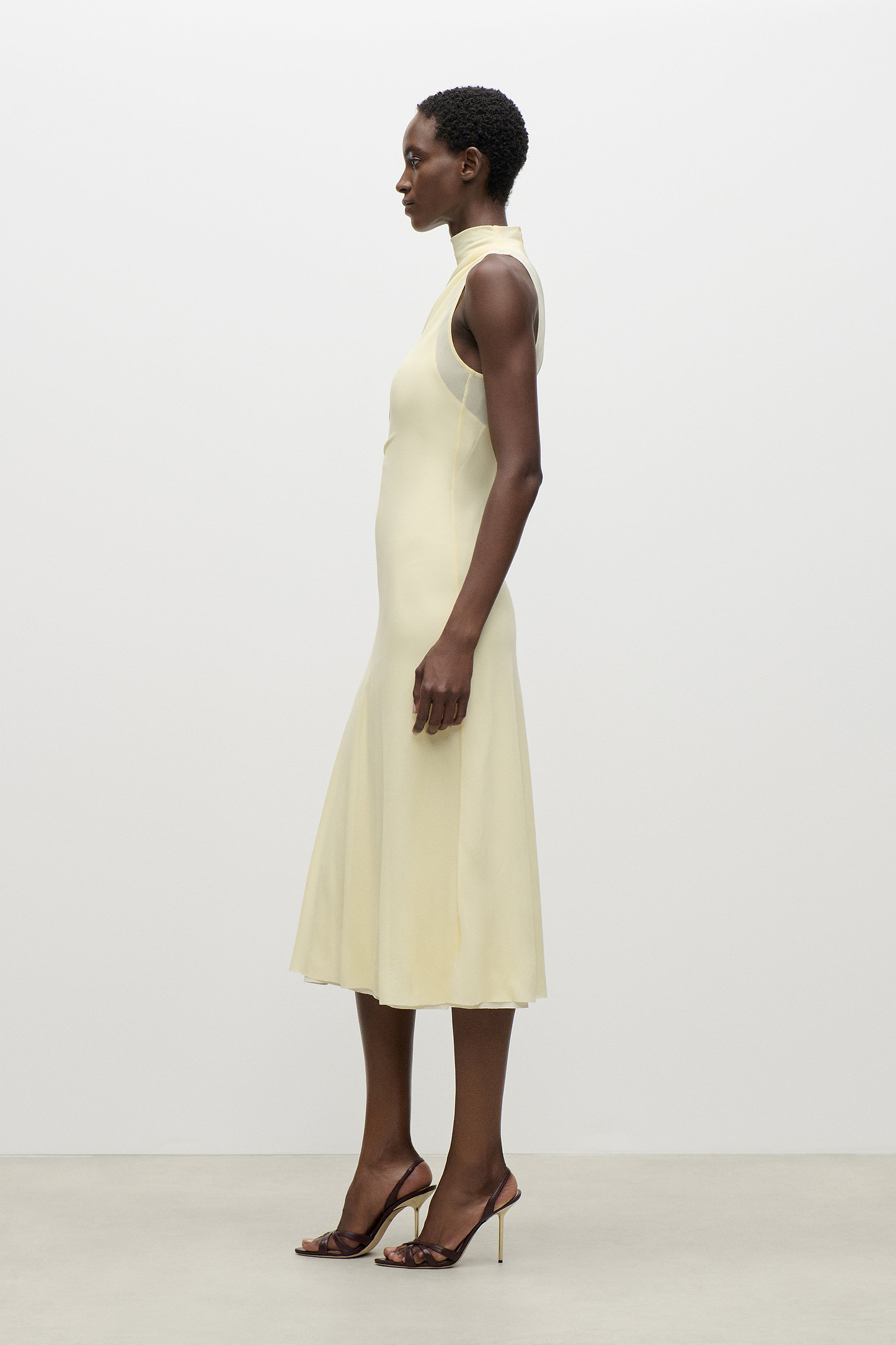Layered Midi Dress In Light Yellow