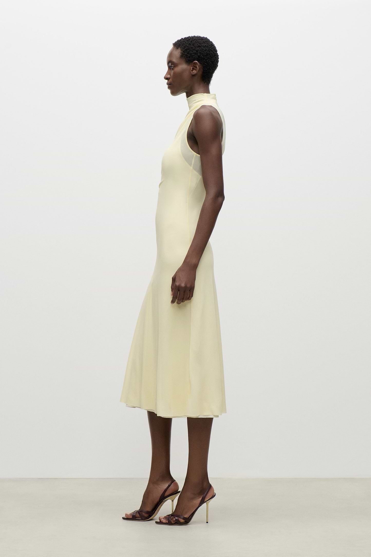 Layered Midi Dress In Light Yellow