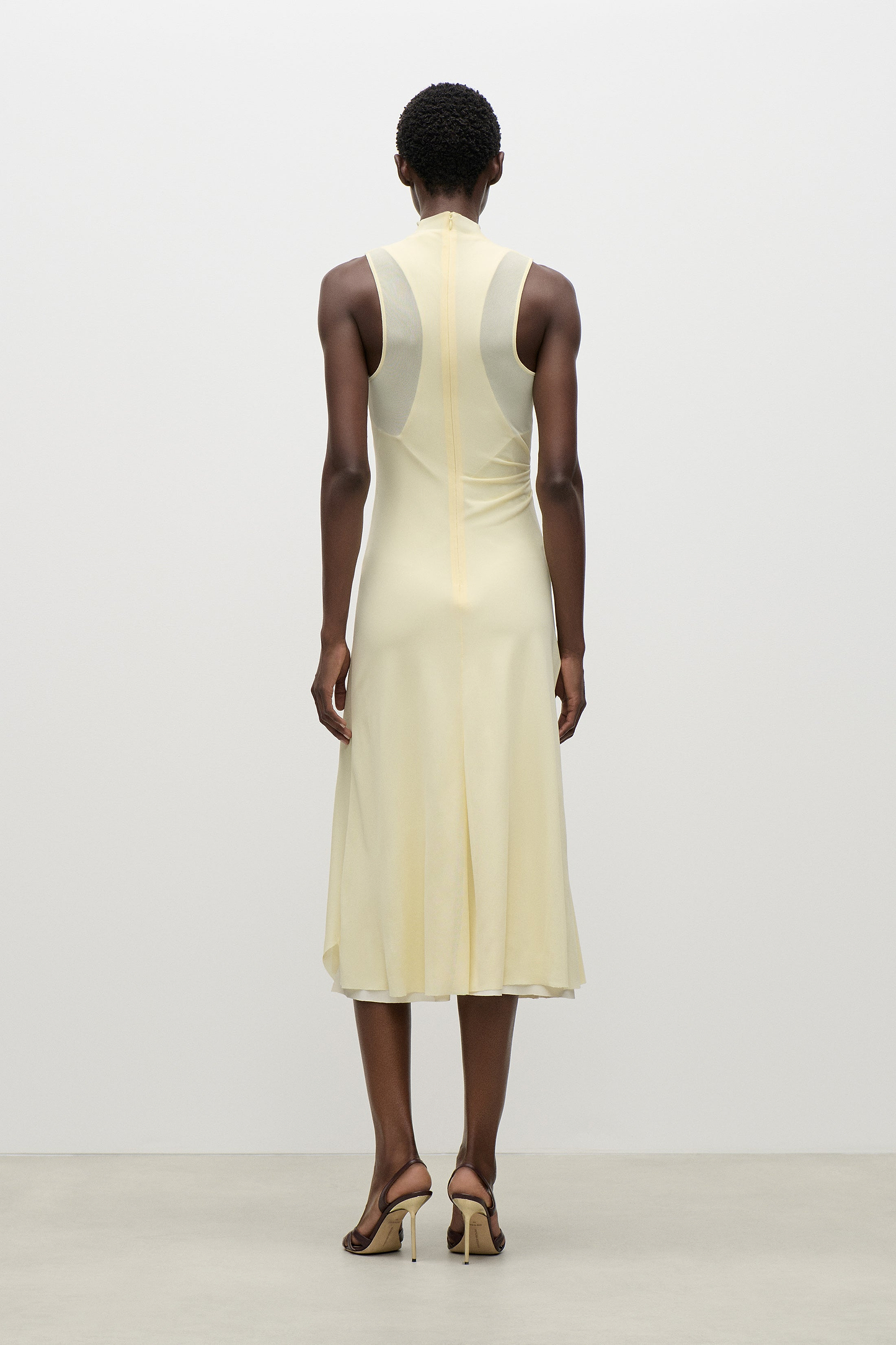 Layered Midi Dress In Light Yellow