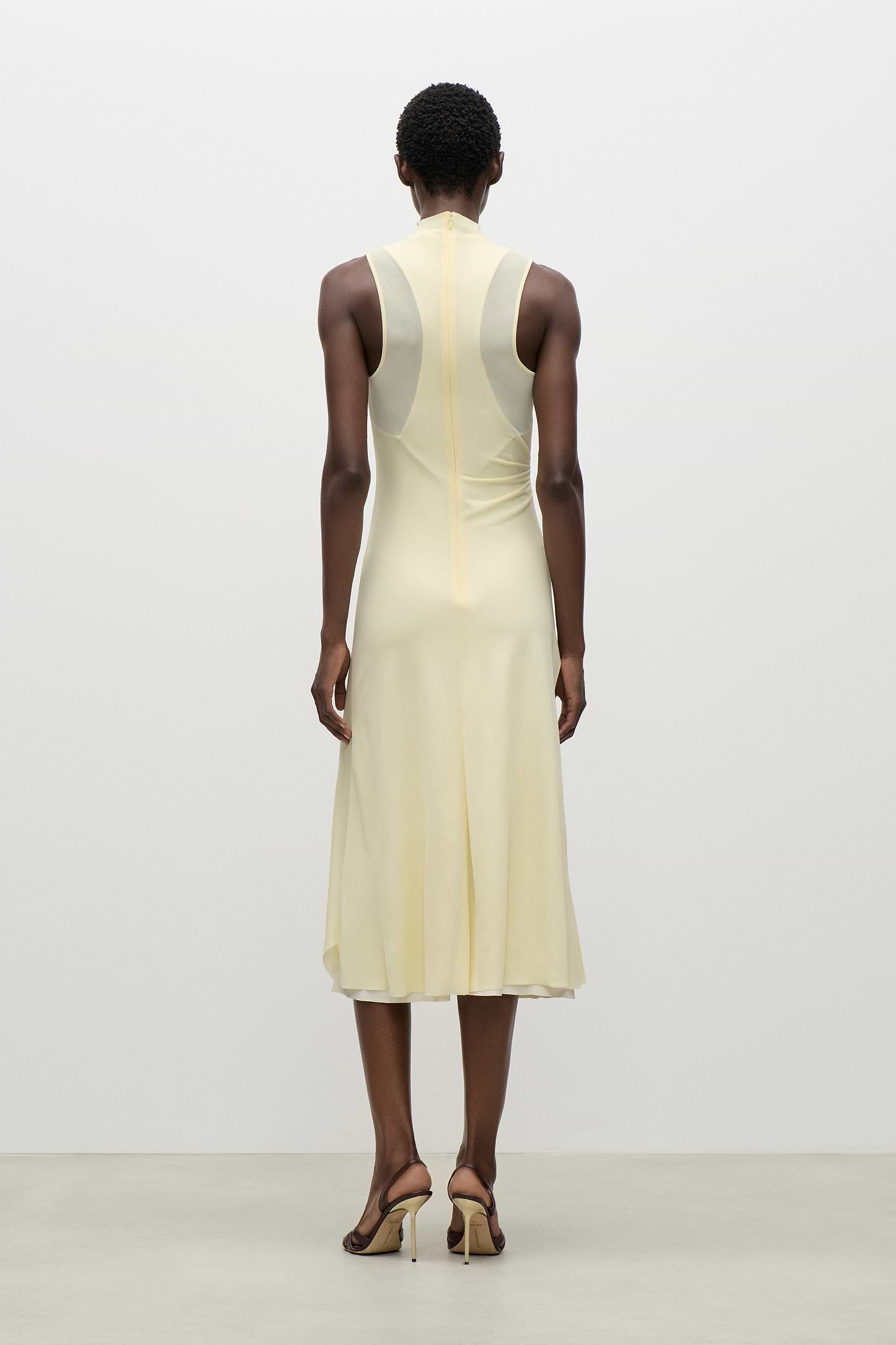 Layered Midi Dress In Light Yellow