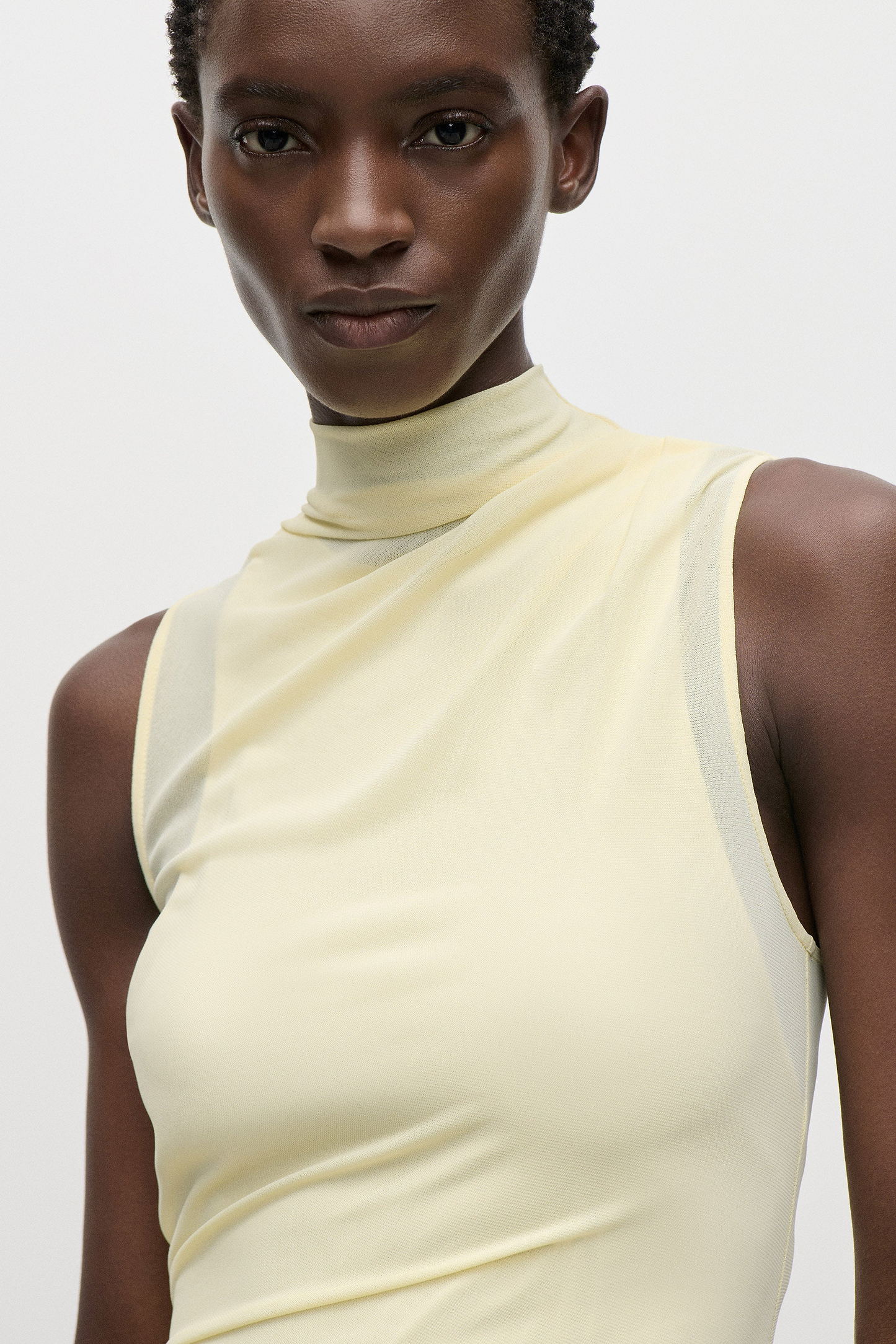 Layered Midi Dress In Light Yellow