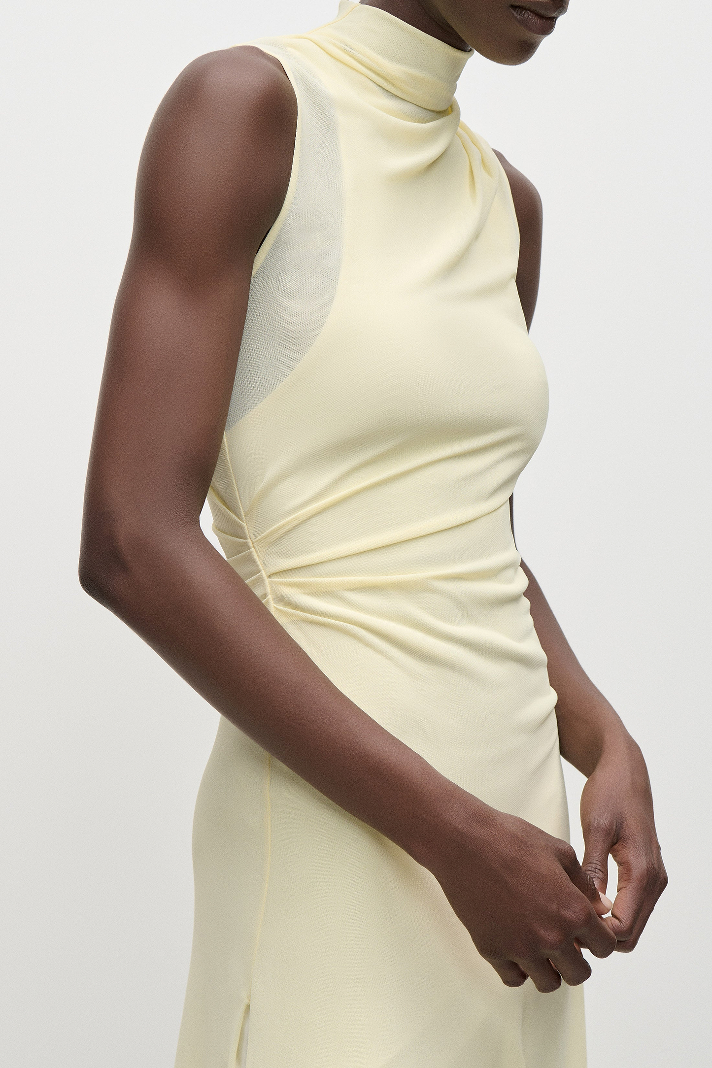 Layered Midi Dress In Light Yellow