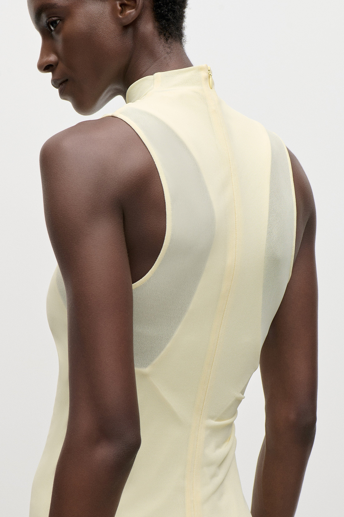 Layered Midi Dress In Light Yellow