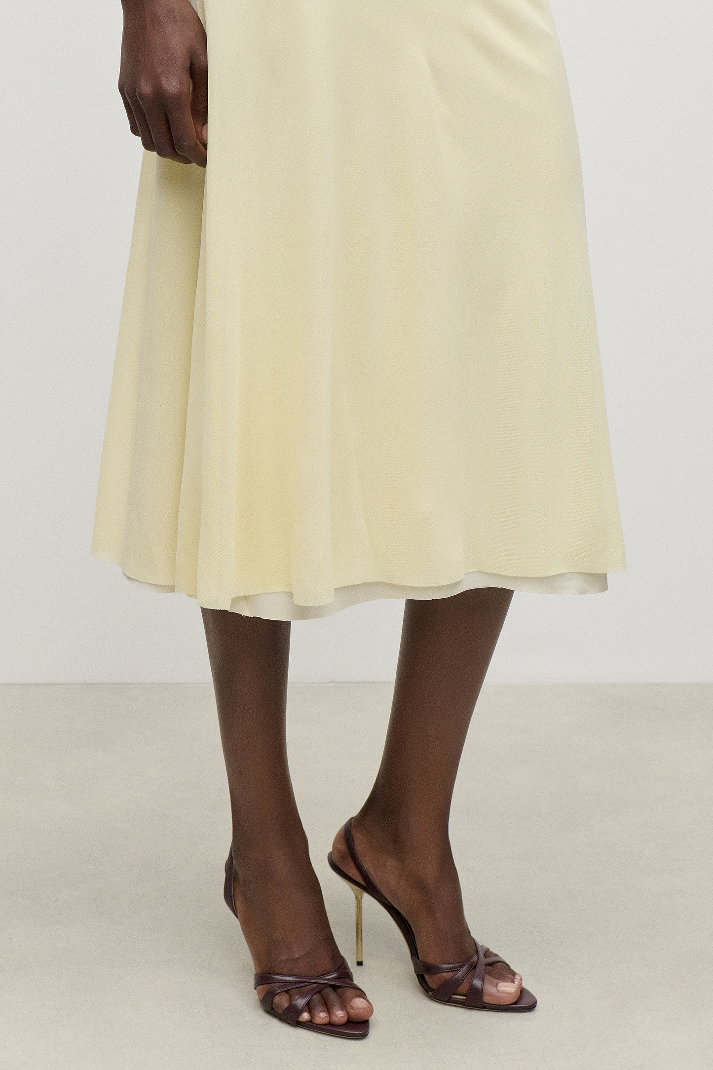 Layered Midi Dress In Light Yellow