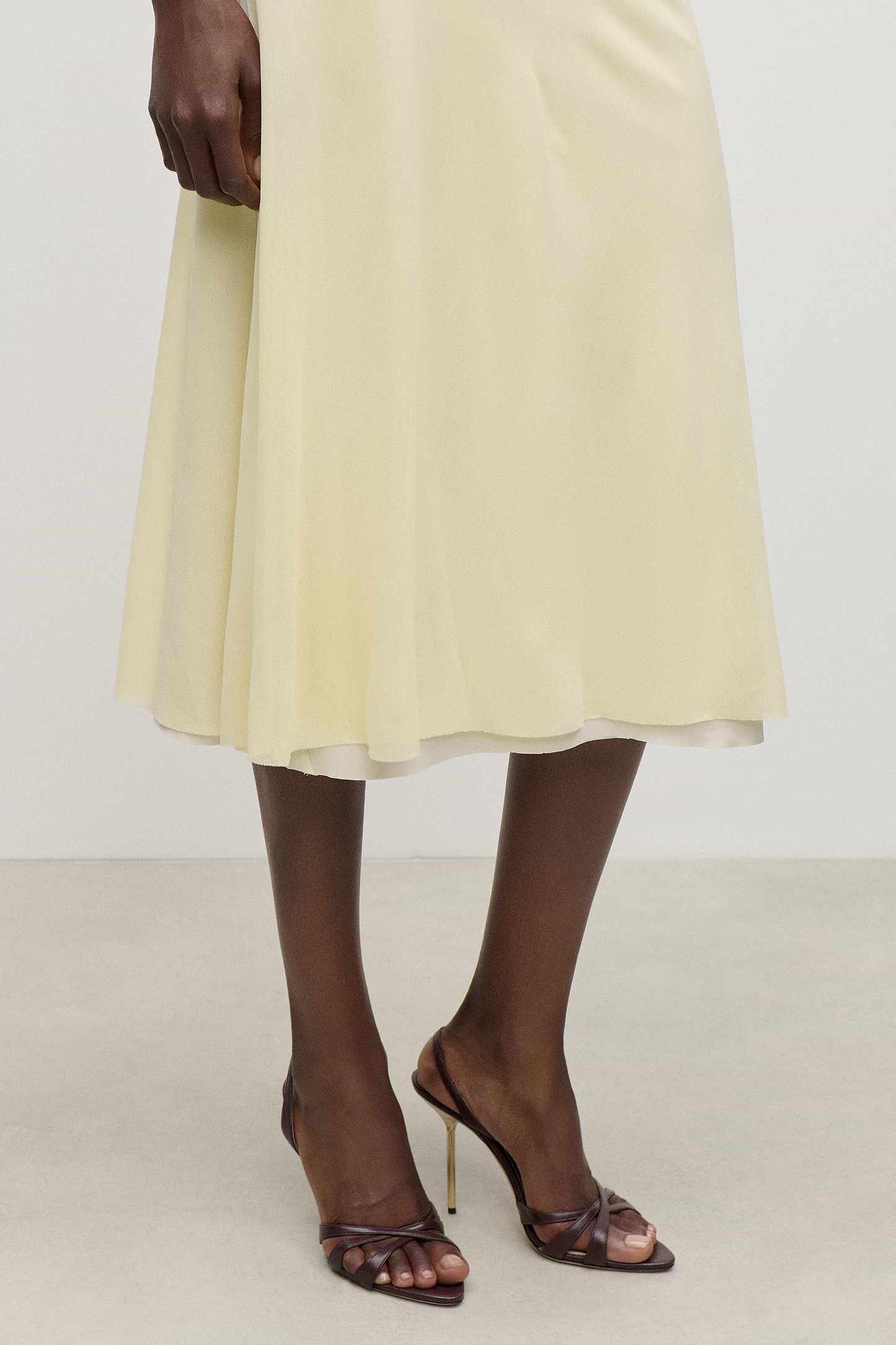 Layered Midi Dress In Light Yellow
