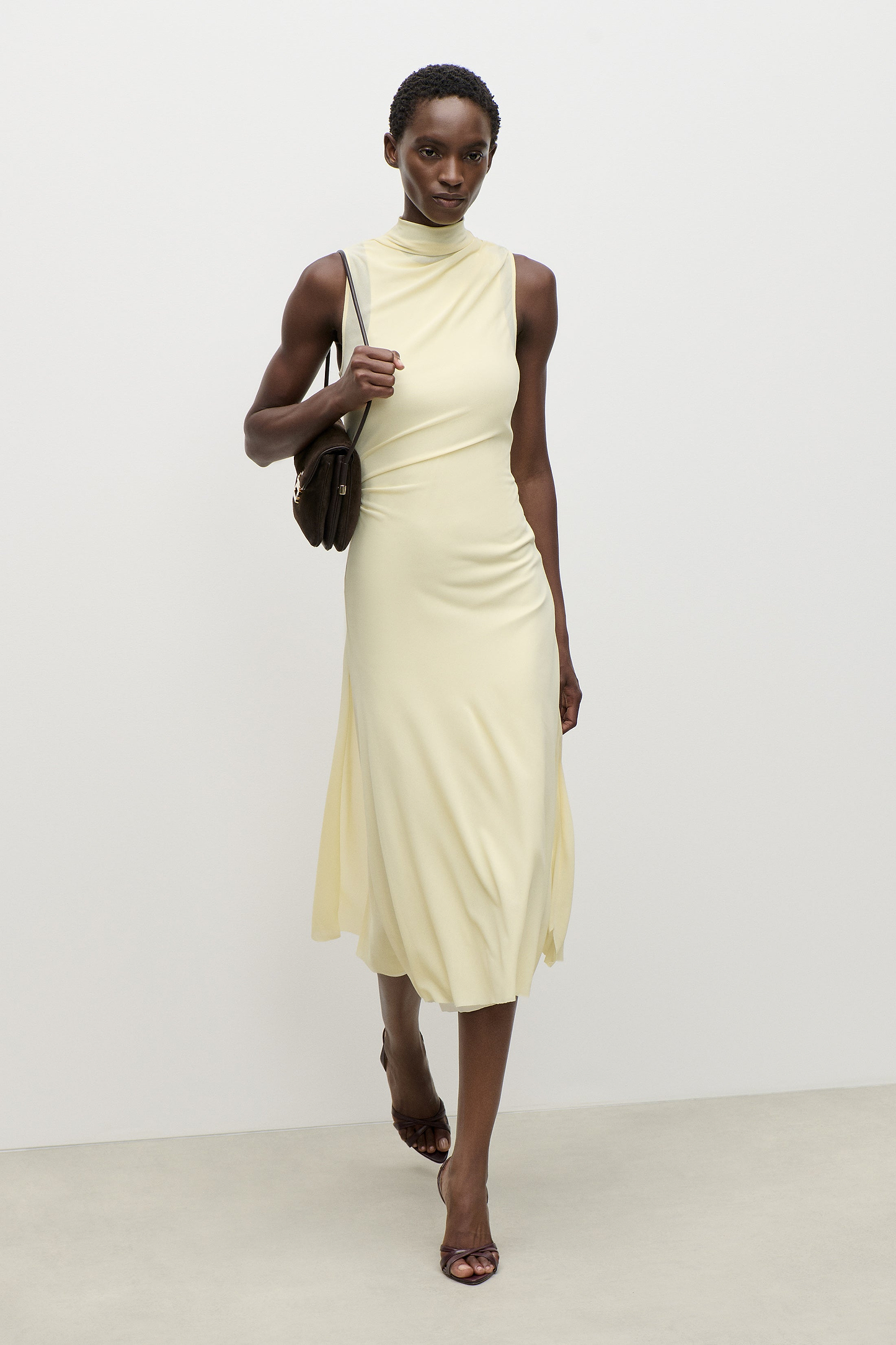 Layered Midi Dress In Light Yellow
