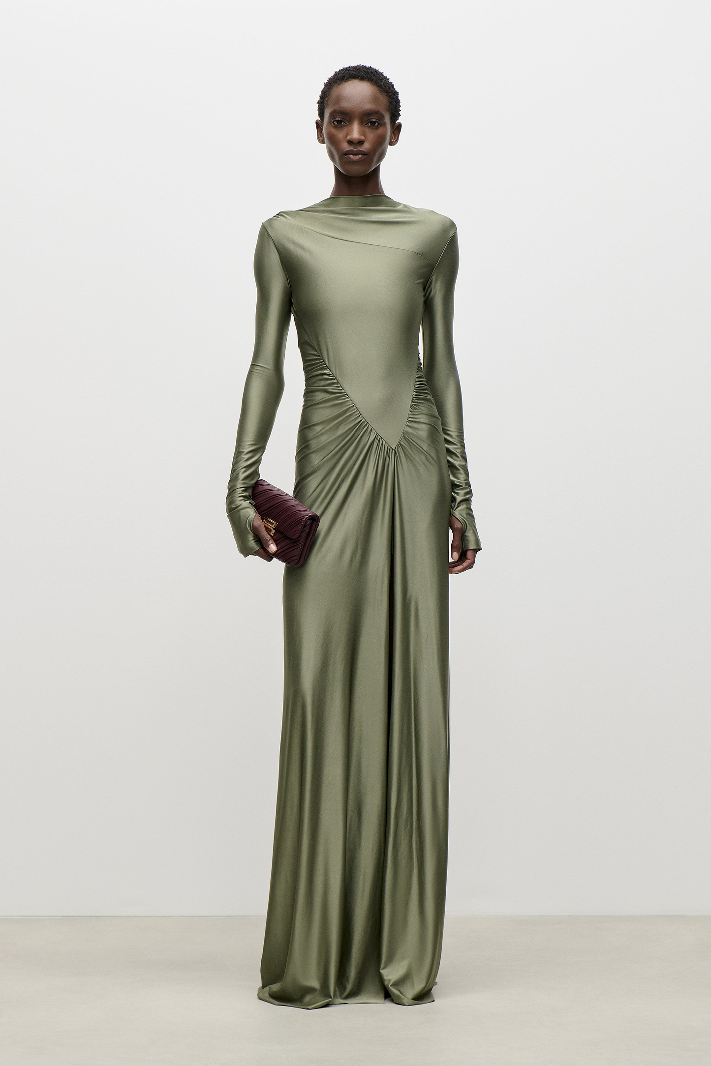 Asymmetric Gown In Green