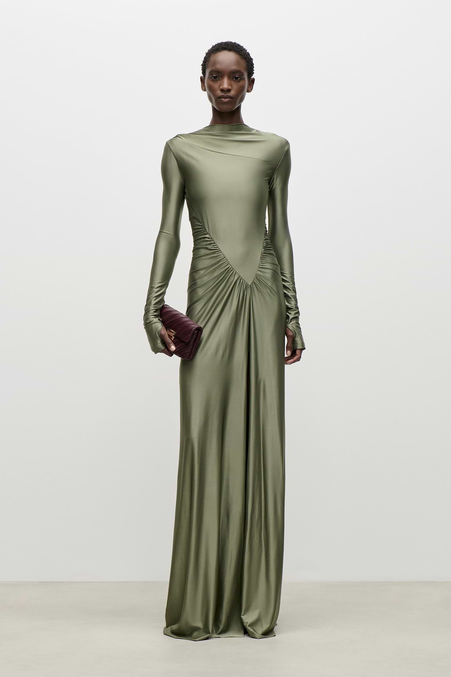 Asymmetric Gown In Green