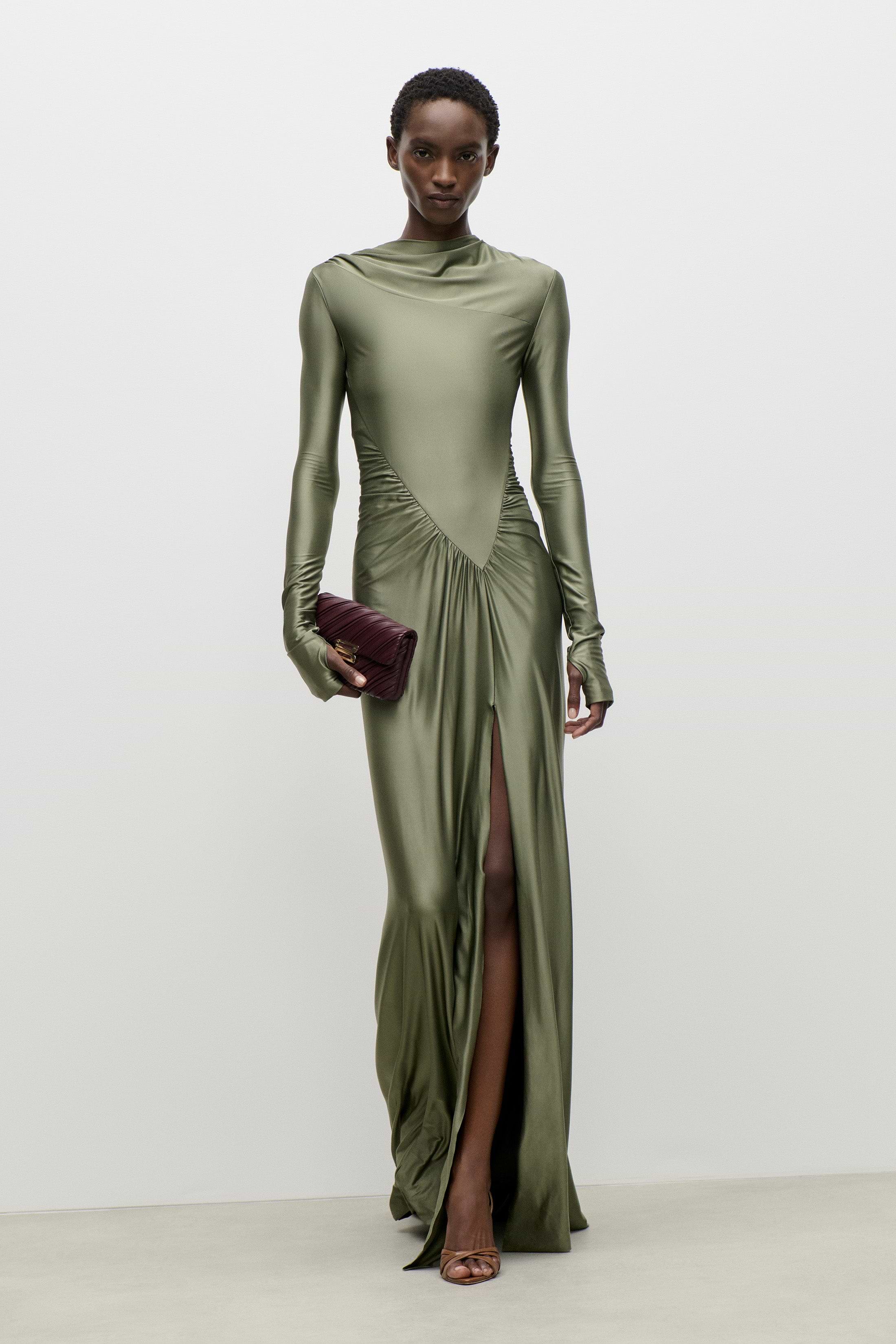 Asymmetric Gown In Green