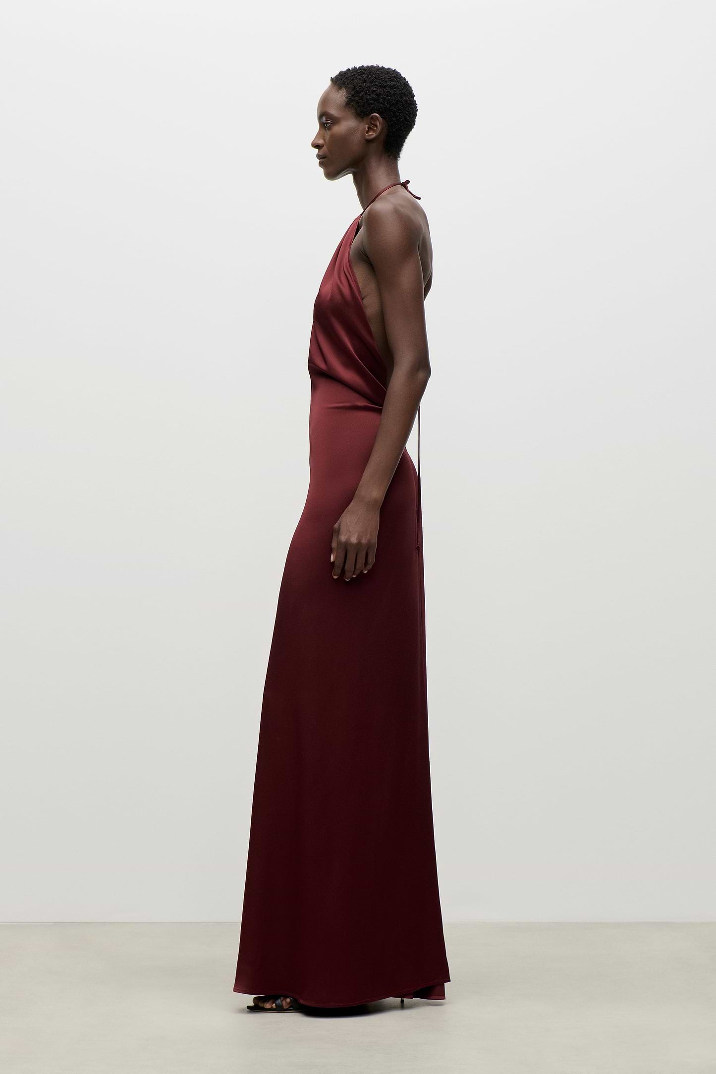 Halterneck Gown In Burgundy