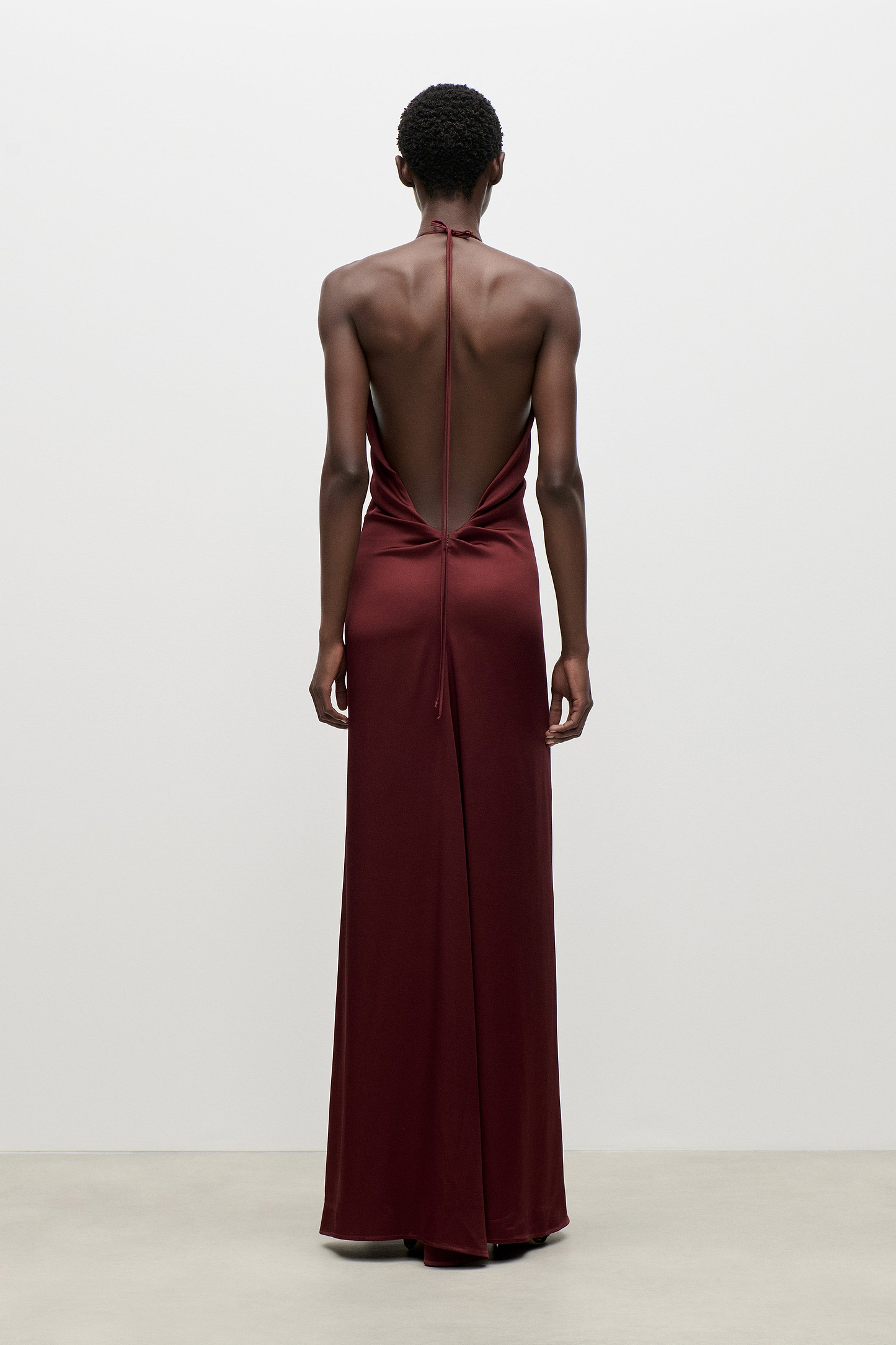 Halterneck Gown In Burgundy