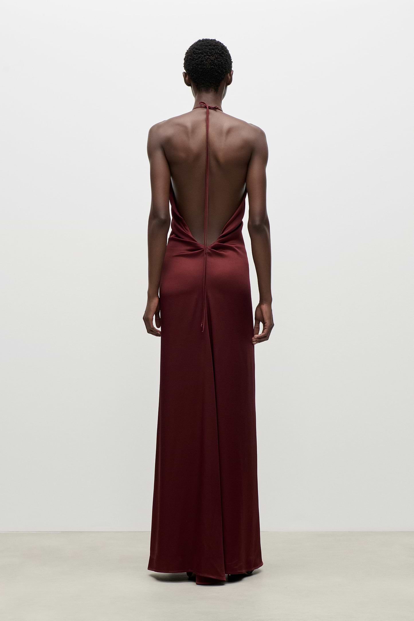 Halterneck Gown In Burgundy