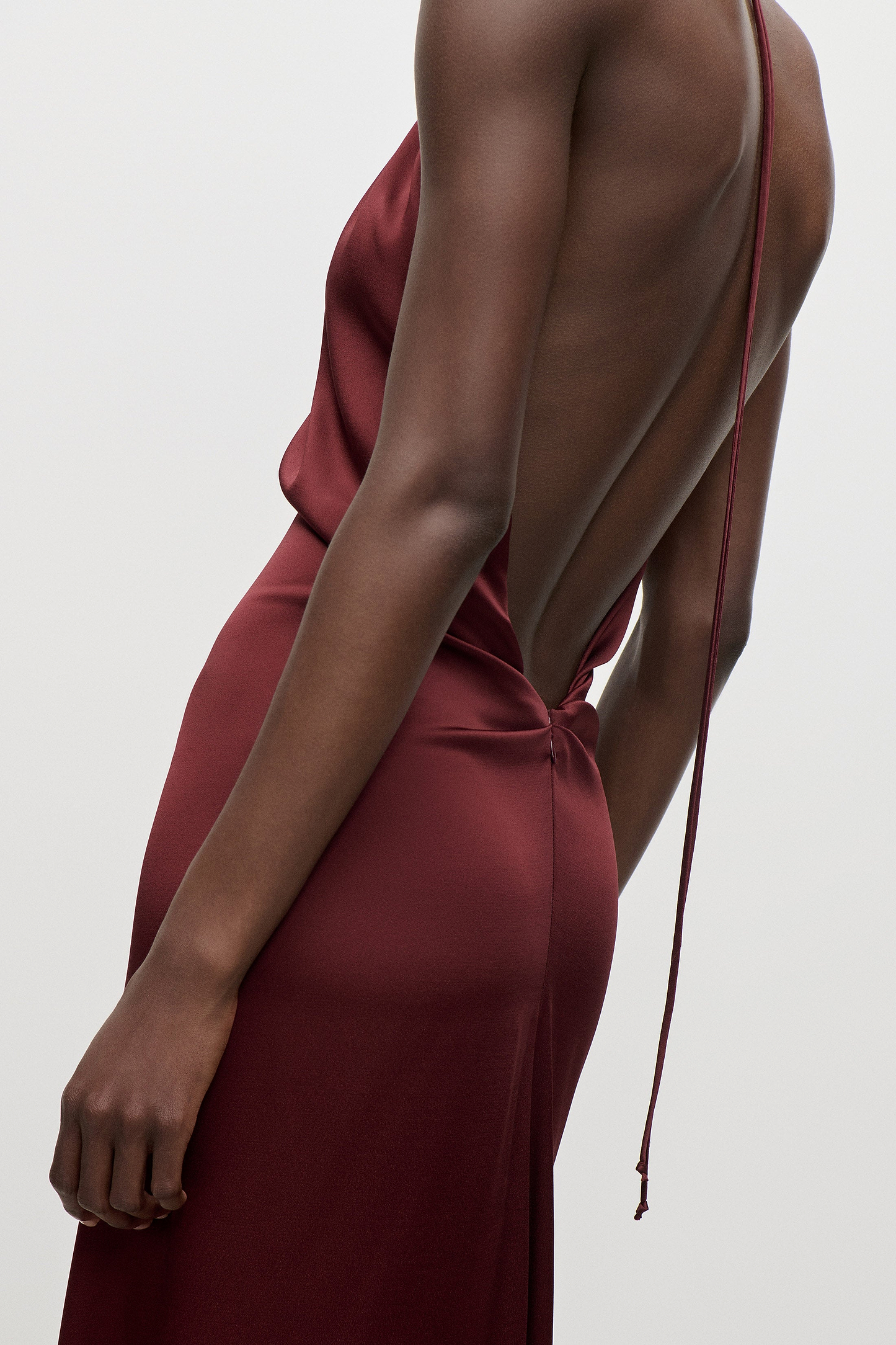 Halterneck Gown In Burgundy