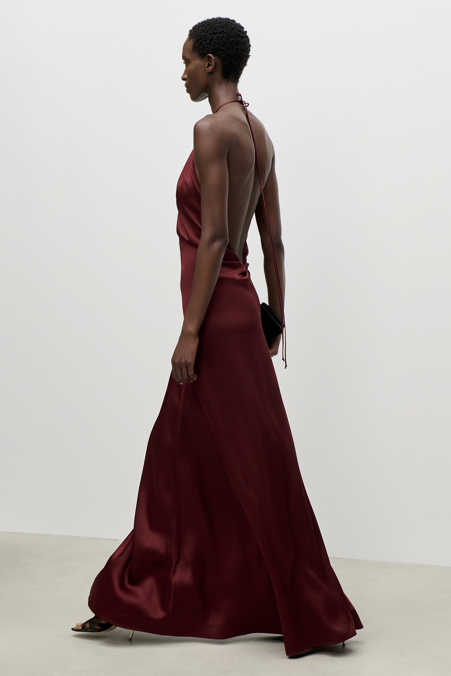Halterneck Gown In Burgundy