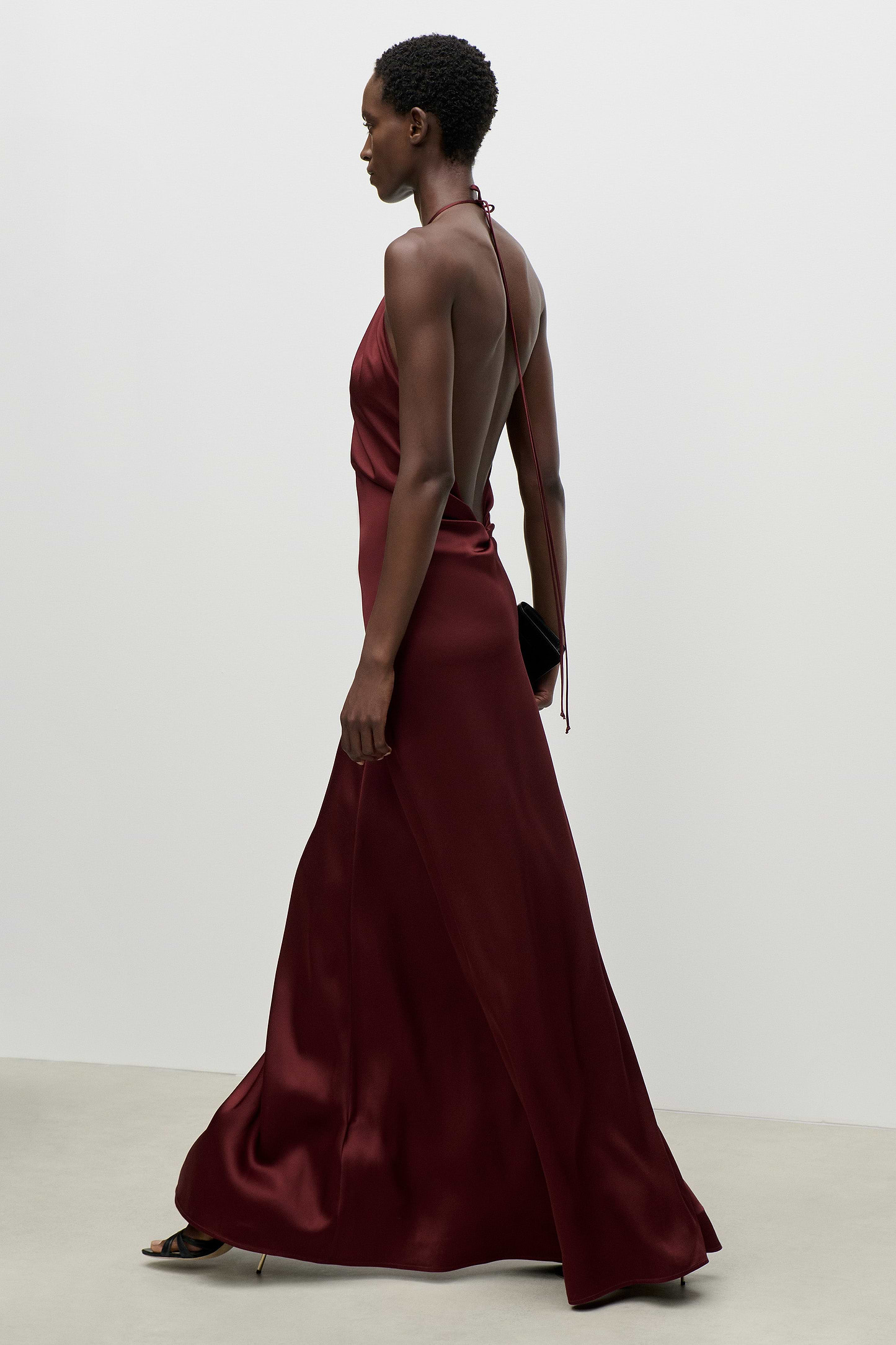 Halterneck Gown In Burgundy
